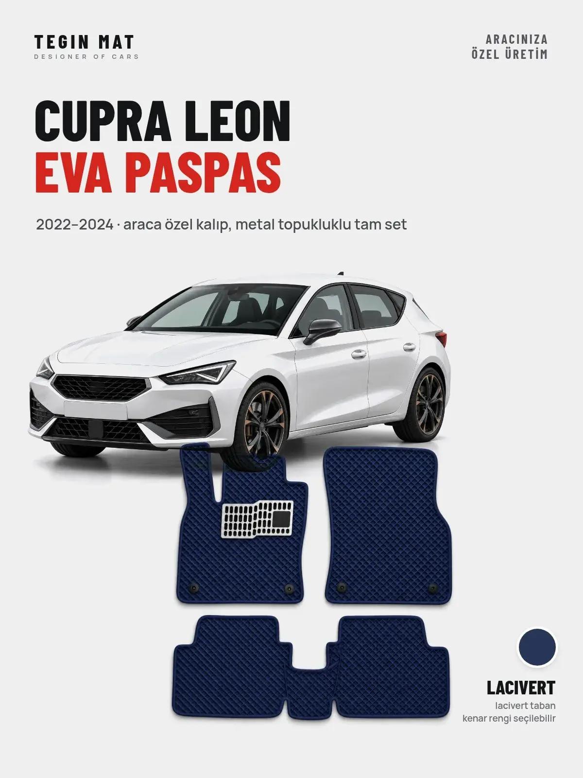 Cupra Leon EVA Oto Paspas Tam Set (2022–2024) Lacivert – Araca Özel Kalıp (1)