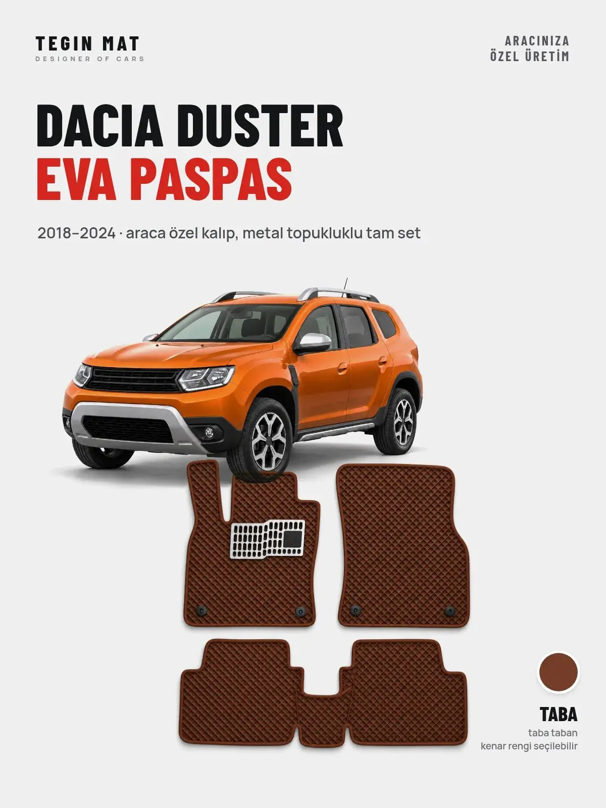 Dacia Duster EVA Oto Paspas Tam Set (2018–2024) Taba – Araca Özel Kalıp (1)