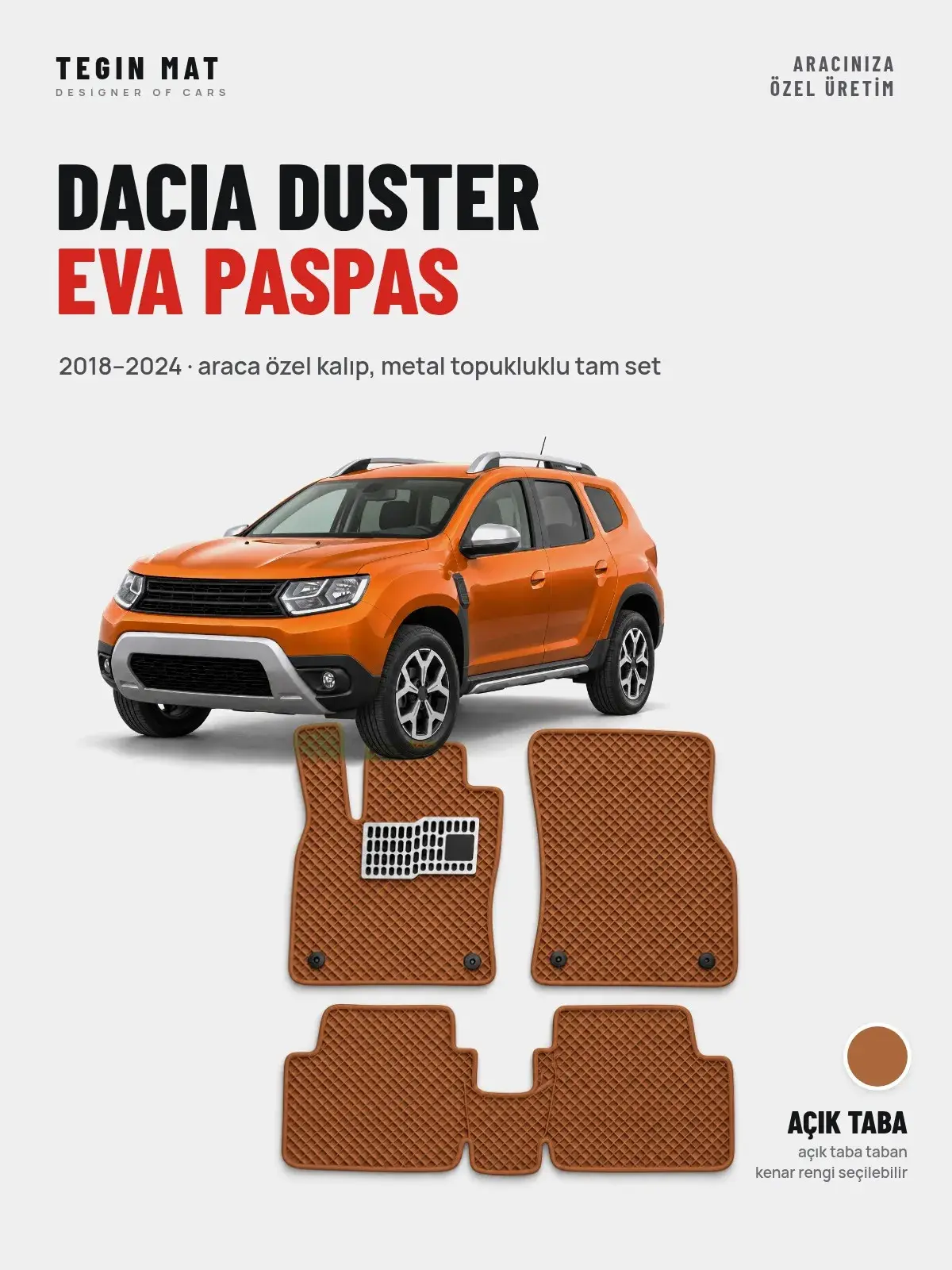 Dacia Duster EVA Oto Paspas Tam Set (2018–2024) Açık Taba – Araca Özel Kalıp (1)