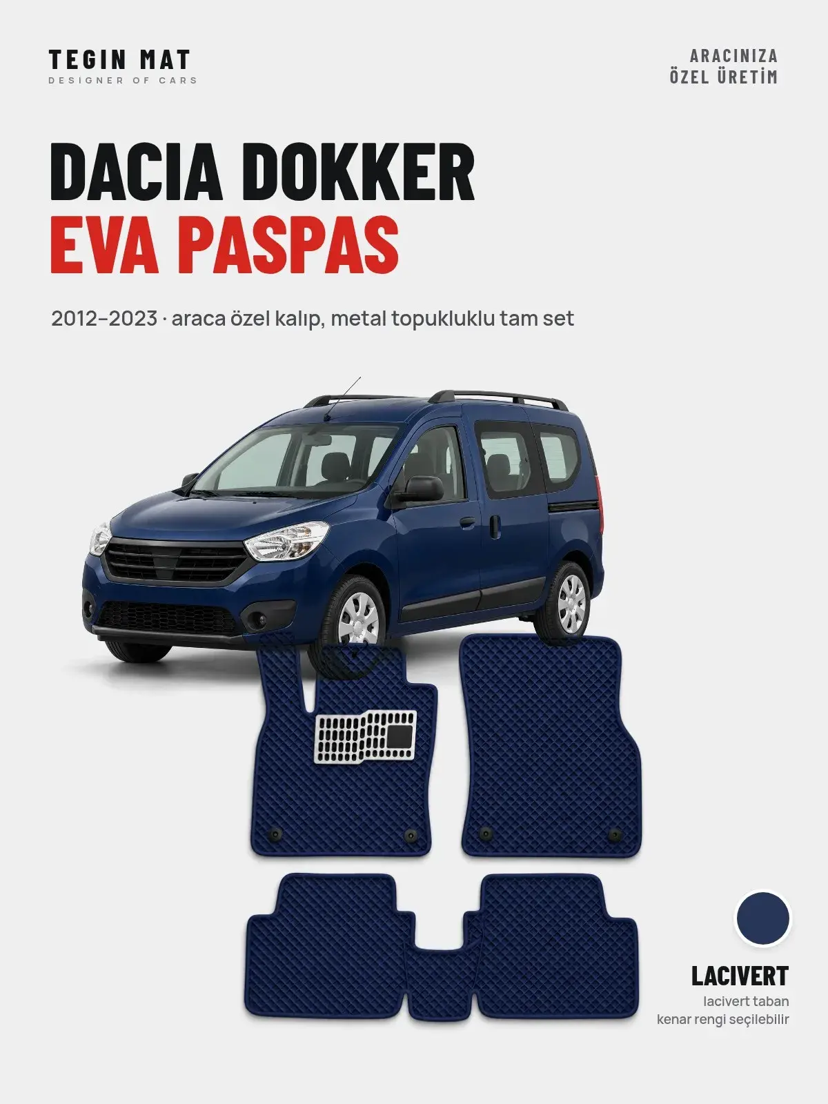 Dacia Dokker EVA Oto Paspas Tam Set (2012–2023) Lacivert – Araca Özel Kalıp (1)