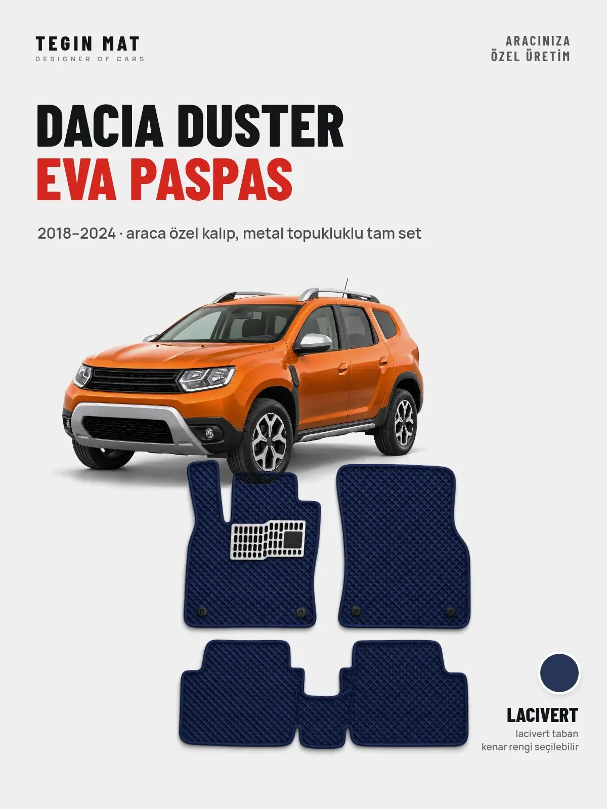 Dacia Duster EVA Oto Paspas Tam Set (2018–2024) Lacivert – Araca Özel Kalıp (1)
