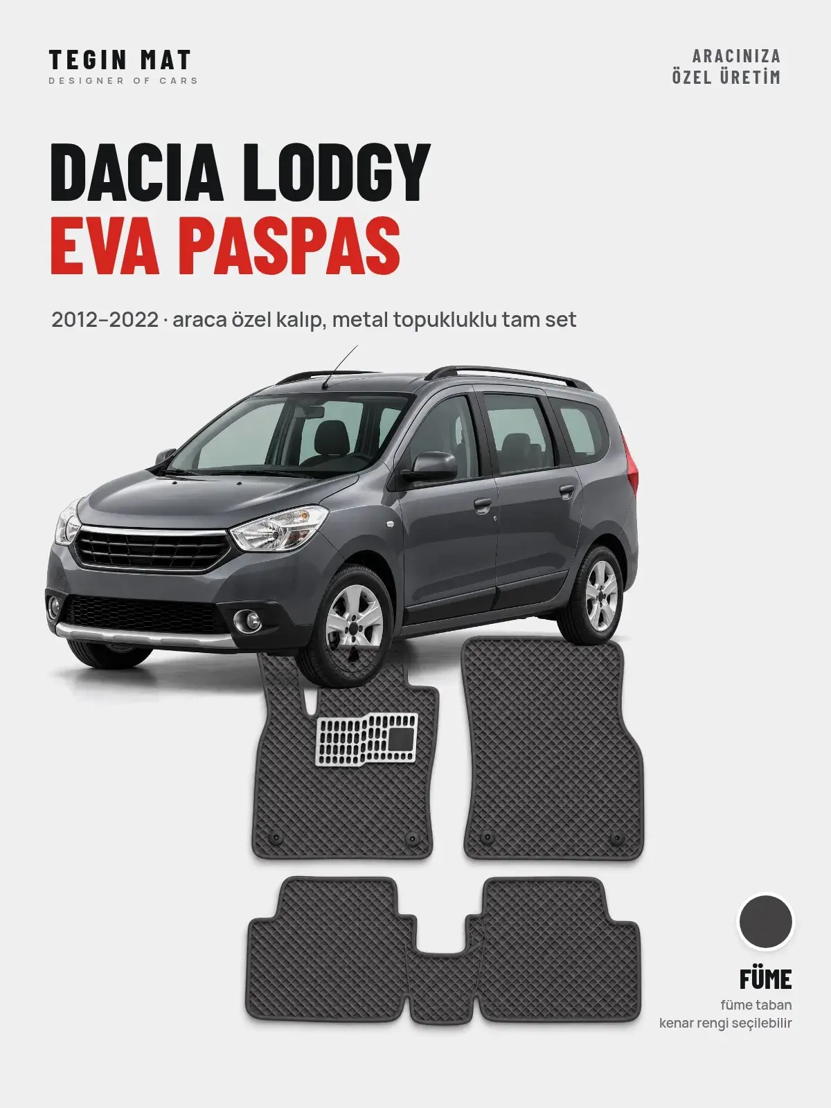 Dacia Lodgy EVA Oto Paspas Tam Set (2012–2022) Füme – Araca Özel Kalıp (1)