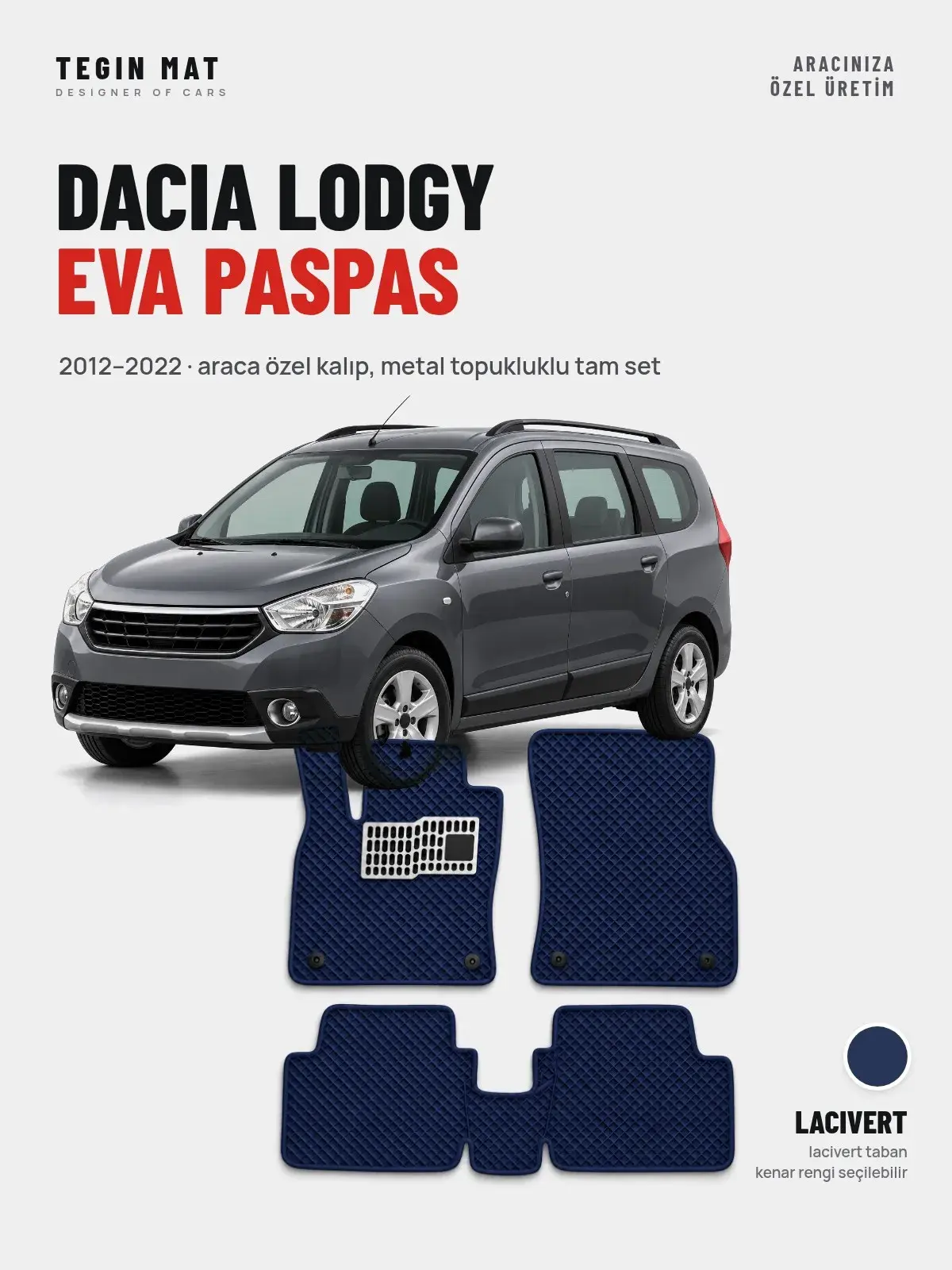 Dacia Lodgy EVA Oto Paspas Tam Set (2012–2022) Lacivert – Araca Özel Kalıp (1)