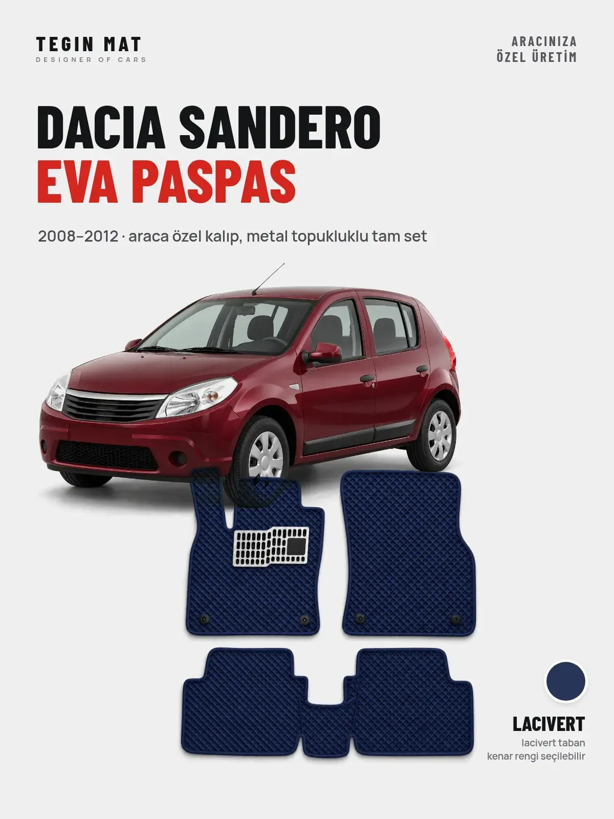 Dacia Sandero EVA Oto Paspas Tam Set (2008–2012) Lacivert – Araca Özel Kalıp (1)