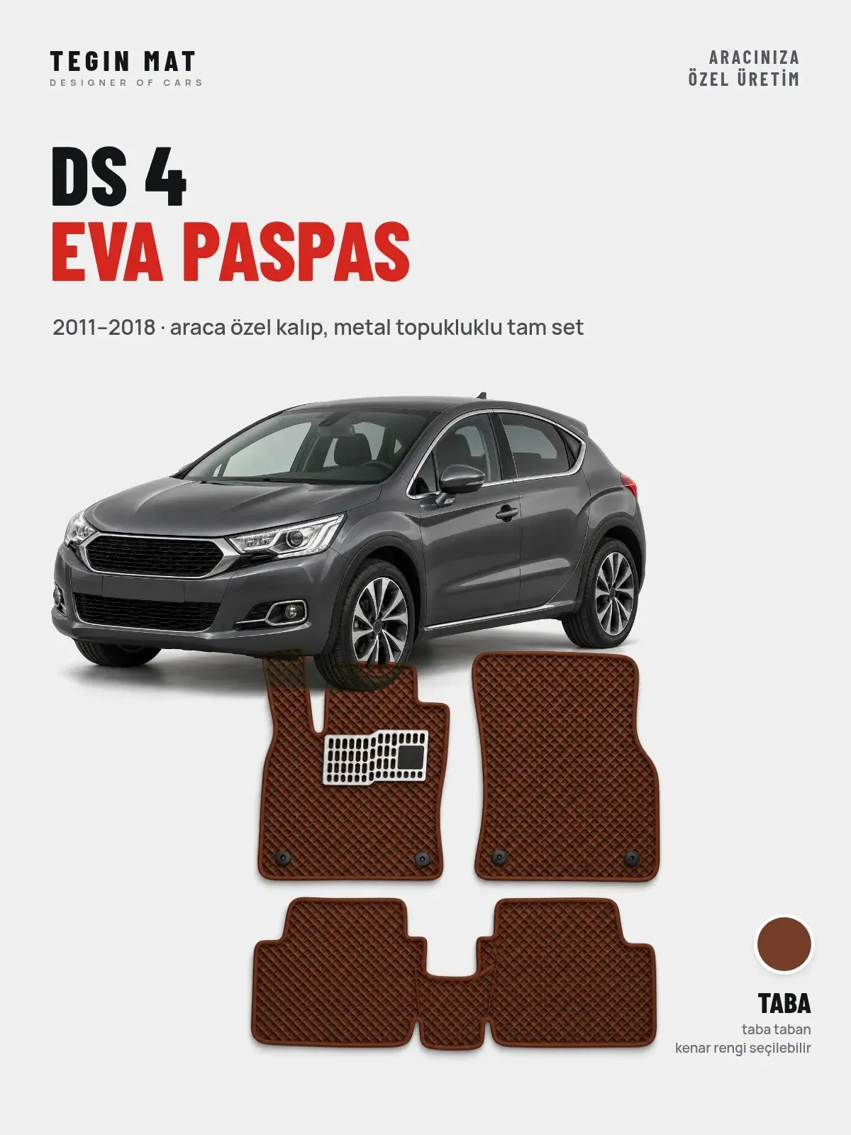 DS 4 EVA Oto Paspas Tam Set (2011–2018) Taba – Araca Özel Kalıp (1)