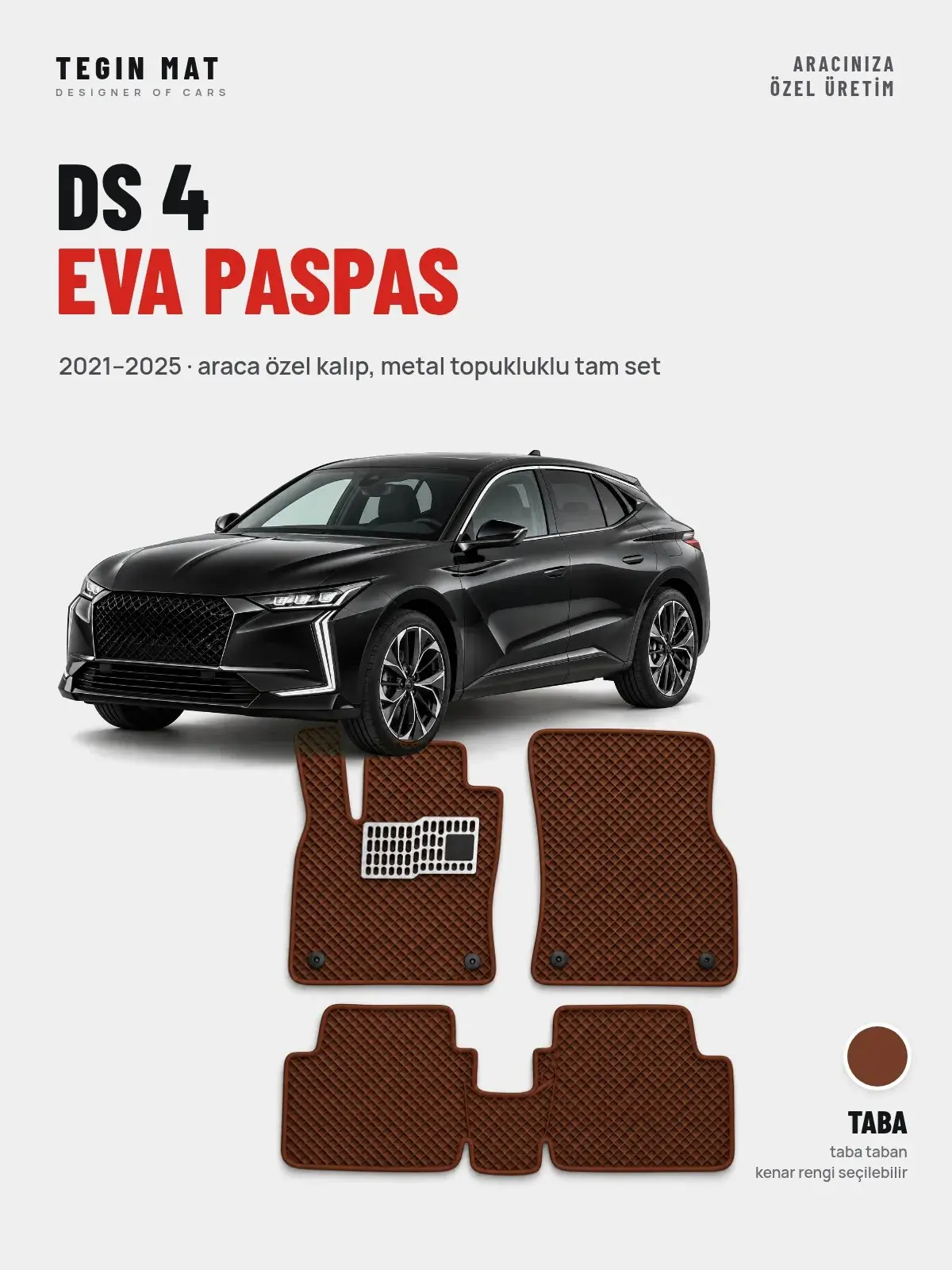 DS 4 EVA Oto Paspas Tam Set (2021–2025) Taba – Araca Özel Kalıp (1)