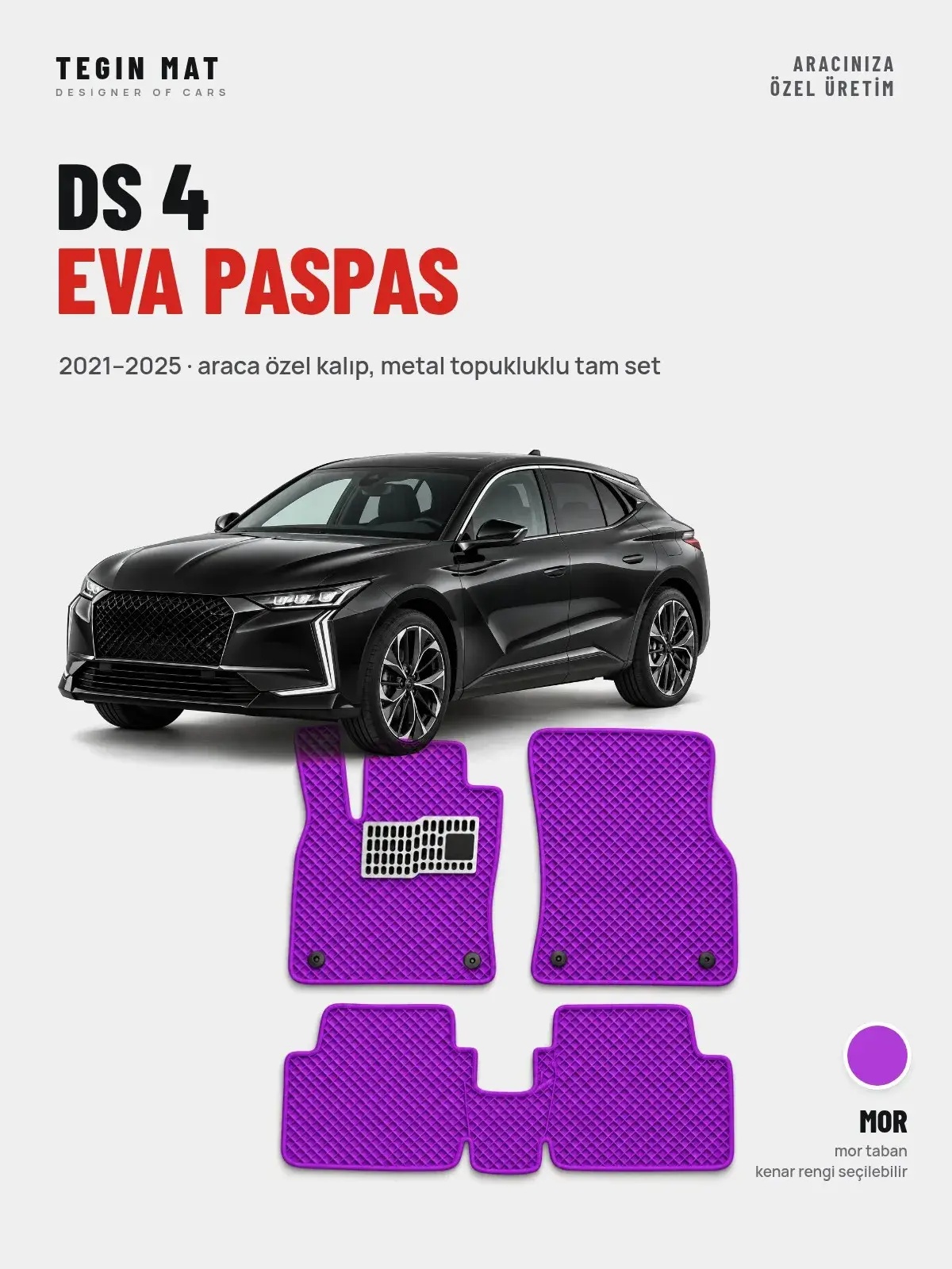 DS 4 EVA Oto Paspas Tam Set (2021–2025) Mor – Araca Özel Kalıp (1)
