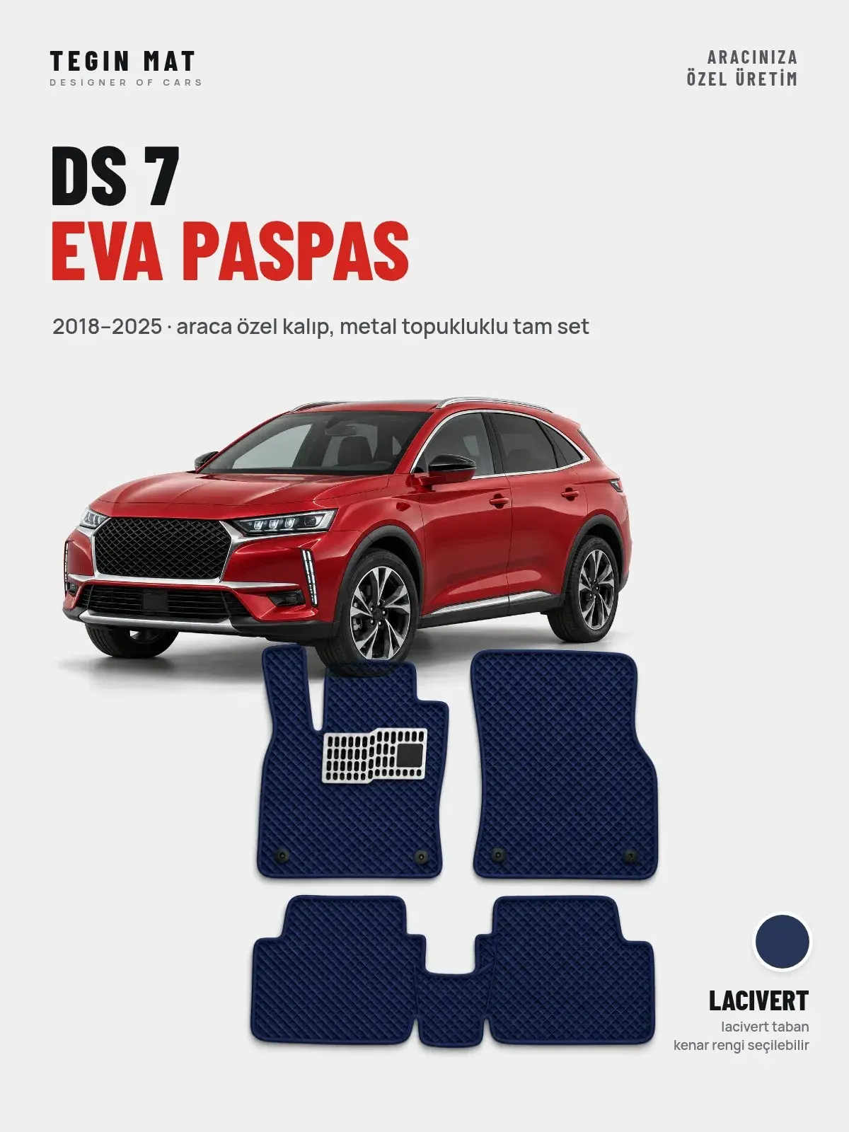 DS 7 EVA Oto Paspas Tam Set (2018–2025) Lacivert – Araca Özel Kalıp (1)