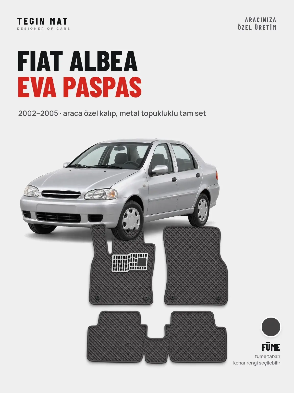Fiat Albea EVA Oto Paspas Tam Set (2002–2005) Füme – Araca Özel Kalıp (1)
