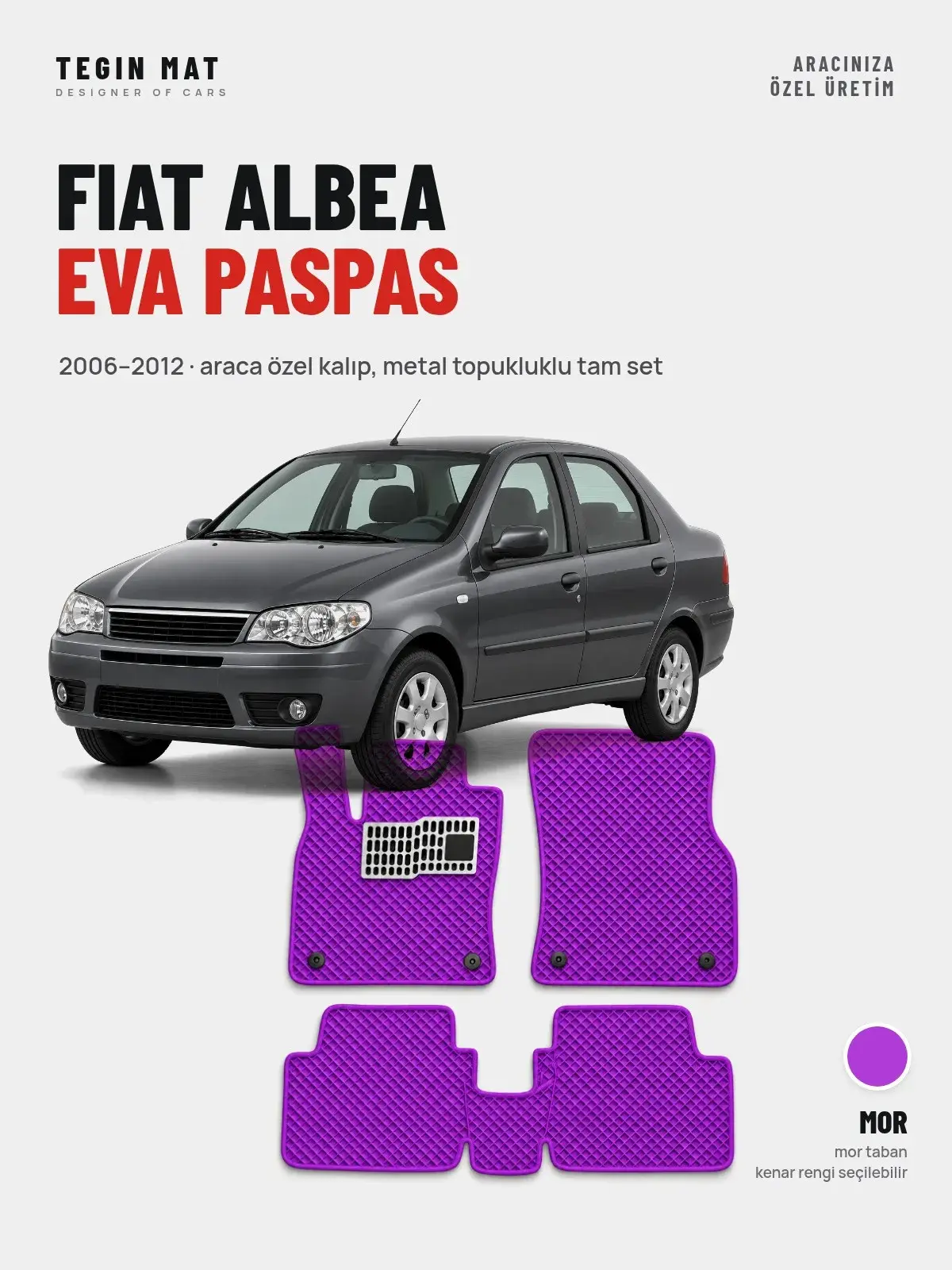 Fiat Albea EVA Oto Paspas Tam Set (2006–2012) Mor – Araca Özel Kalıp (1)