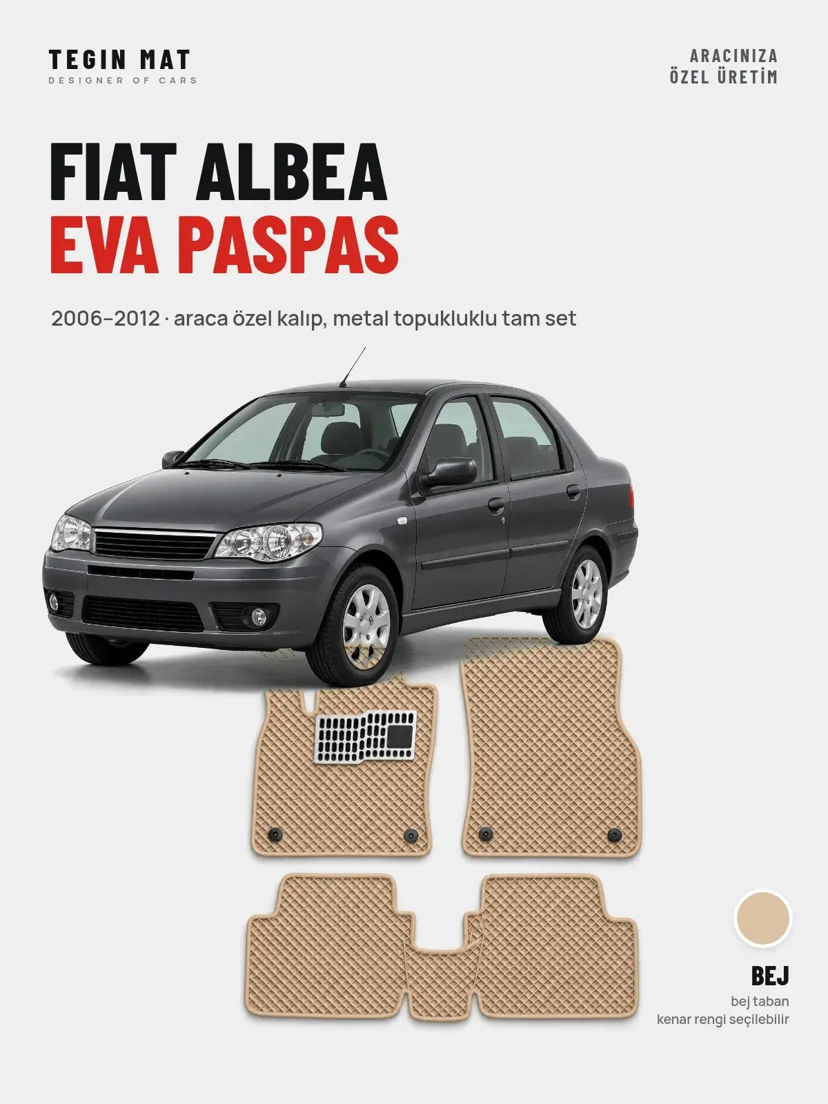 Fiat Albea EVA Oto Paspas Tam Set (2006–2012) Bej – Araca Özel Kalıp (1)