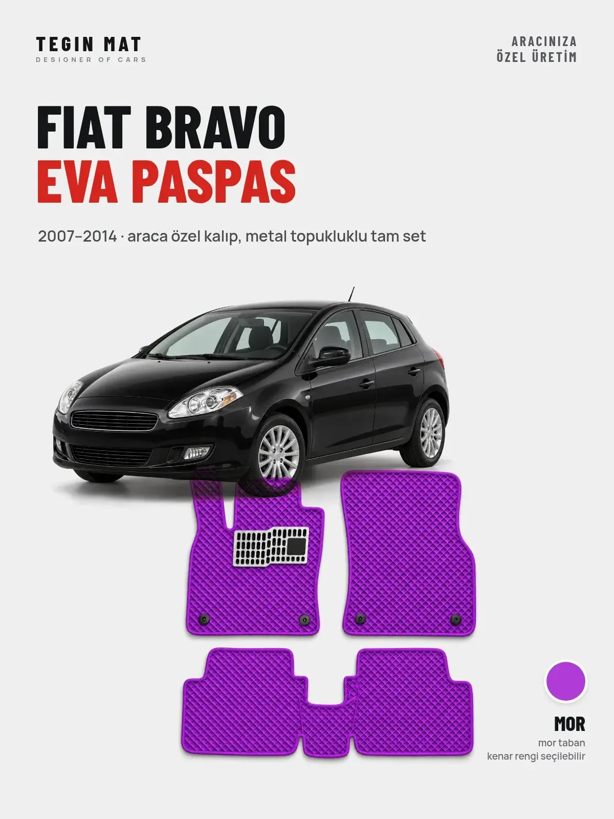 Fiat Bravo EVA Oto Paspas Tam Set (2007–2014) Mor – Araca Özel Kalıp (1)