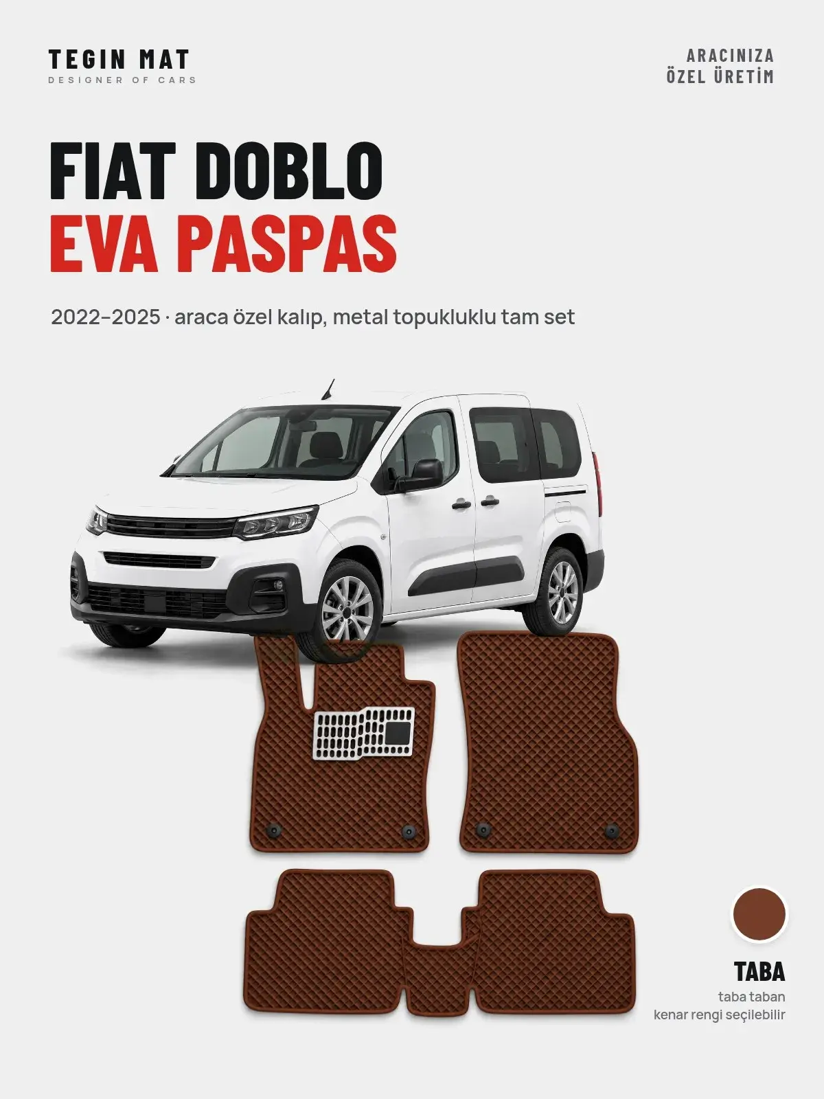 Fiat Doblo EVA Oto Paspas Tam Set (2022–2025) Taba – Araca Özel Kalıp (1)