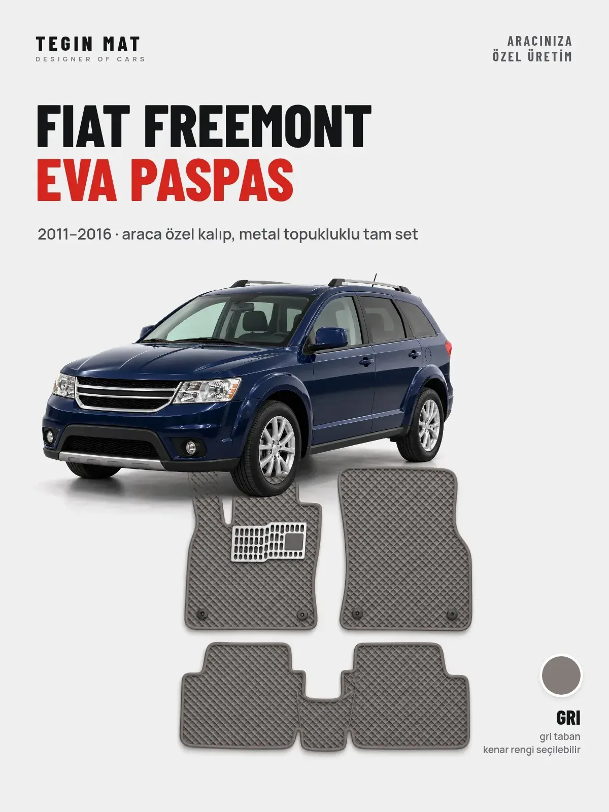 Fiat Freemont EVA Oto Paspas Tam Set (2011–2016) Gri – Araca Özel Kalıp (1)