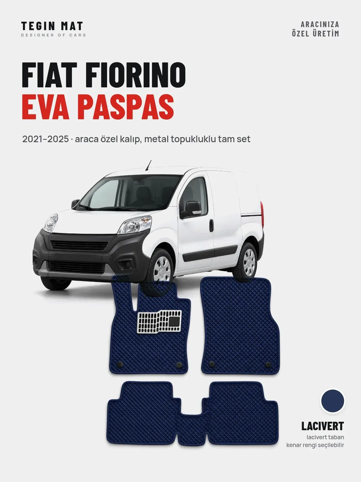Fiat Fiorino EVA Oto Paspas Tam Set (2021–2025) Lacivert – Araca Özel Kalıp (1)