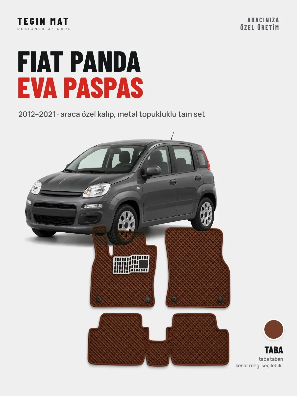 Fiat Panda EVA Oto Paspas Tam Set (2012–2021) Taba – Araca Özel Kalıp (1)