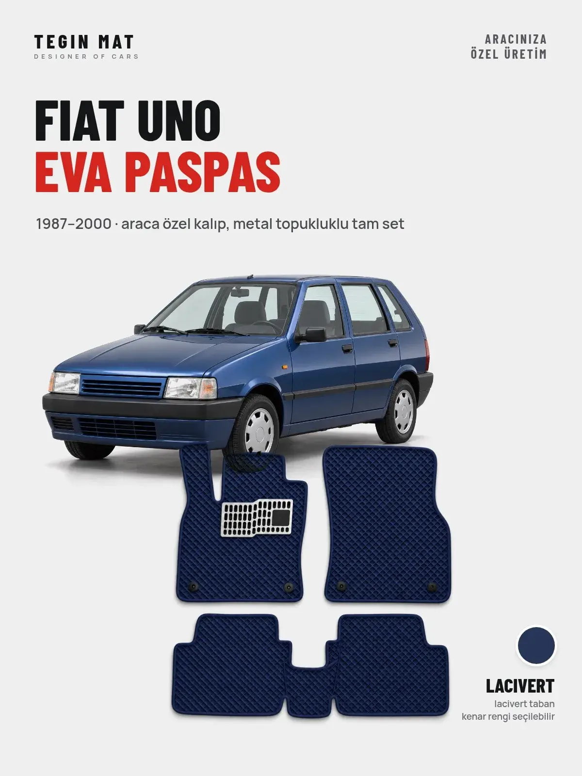 Fiat Uno EVA Oto Paspas Tam Set (1987–2000) Lacivert – Araca Özel Kalıp (1)