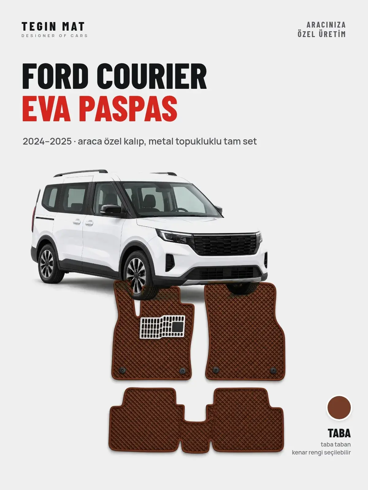 Ford Courier EVA Oto Paspas Tam Set (2024–2025) Taba – Araca Özel Kalıp (1)