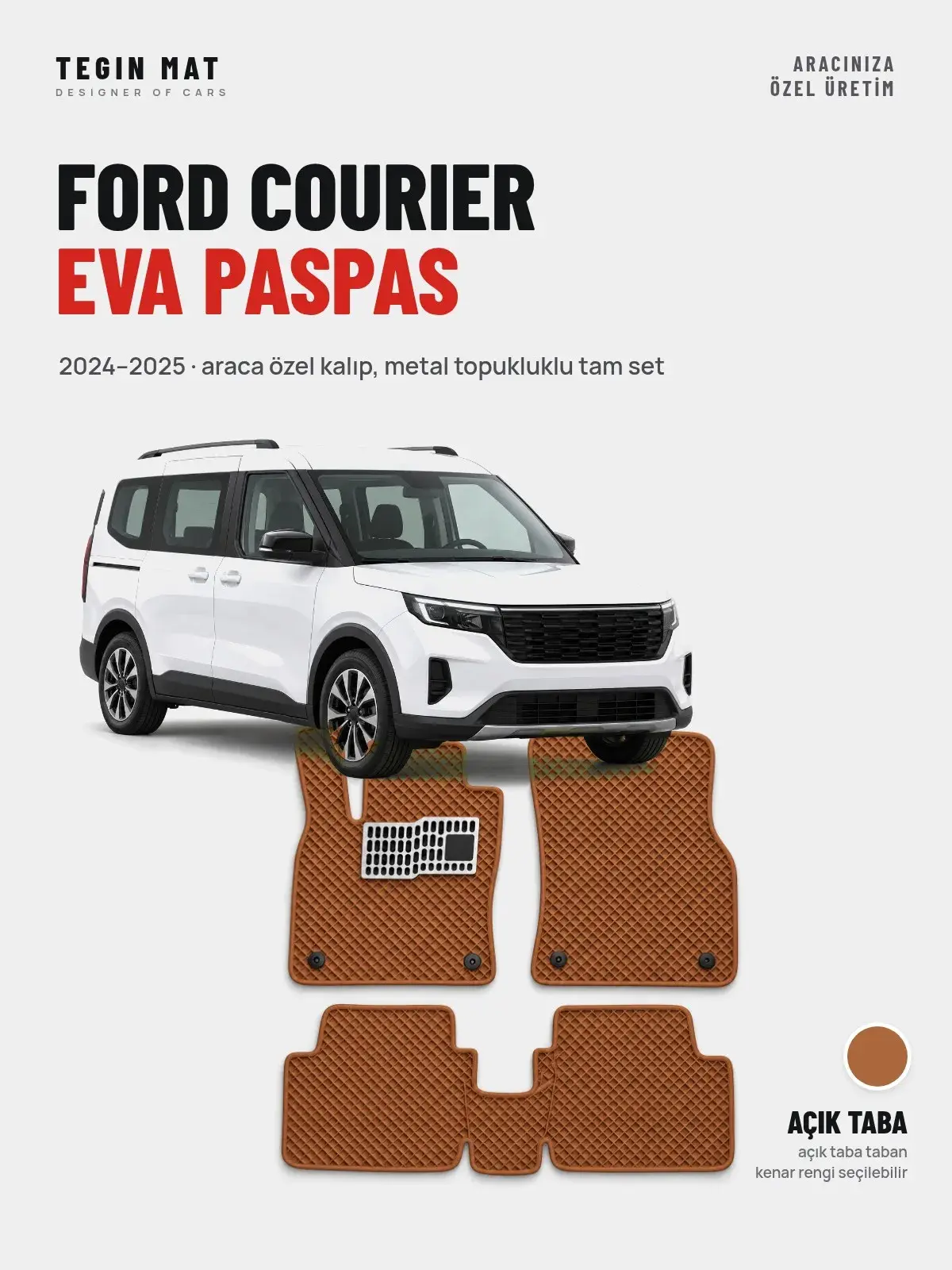 Ford Courier EVA Oto Paspas Tam Set (2024–2025) Açık Taba – Araca Özel Kalıp (1)
