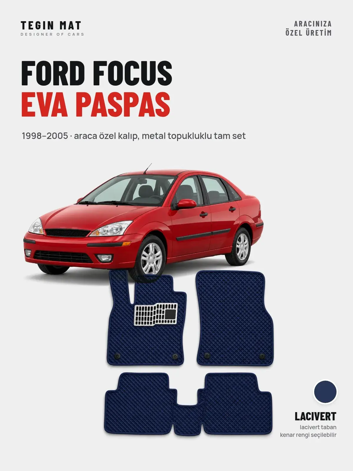 Ford Focus EVA Oto Paspas Tam Set (1998–2005) Lacivert – Araca Özel Kalıp (1)
