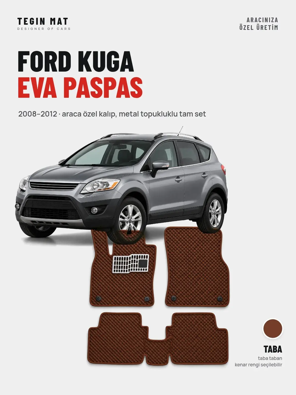 Ford Kuga EVA Oto Paspas Tam Set (2008–2012) Taba – Araca Özel Kalıp (1)