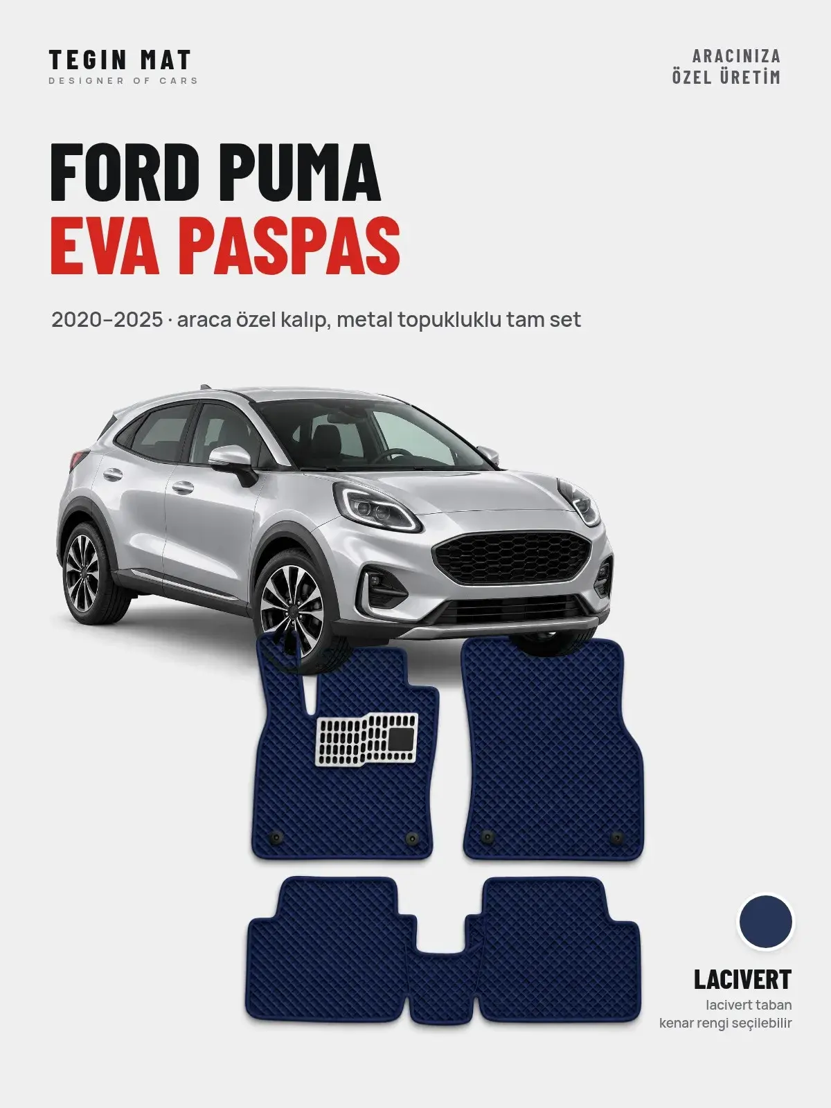 Ford Puma EVA Oto Paspas Tam Set (2020–2025) Lacivert – Araca Özel Kalıp (1)