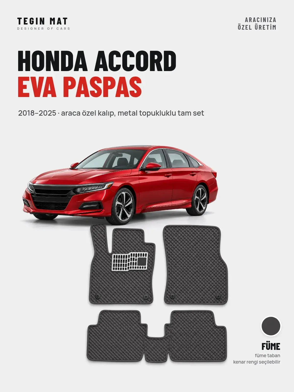 Honda Accord EVA Oto Paspas Tam Set (2018–2025) Füme – Araca Özel Kalıp (1)