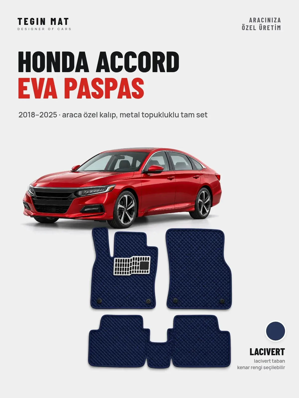 Honda Accord EVA Oto Paspas Tam Set (2018–2025) Lacivert – Araca Özel Kalıp (1)