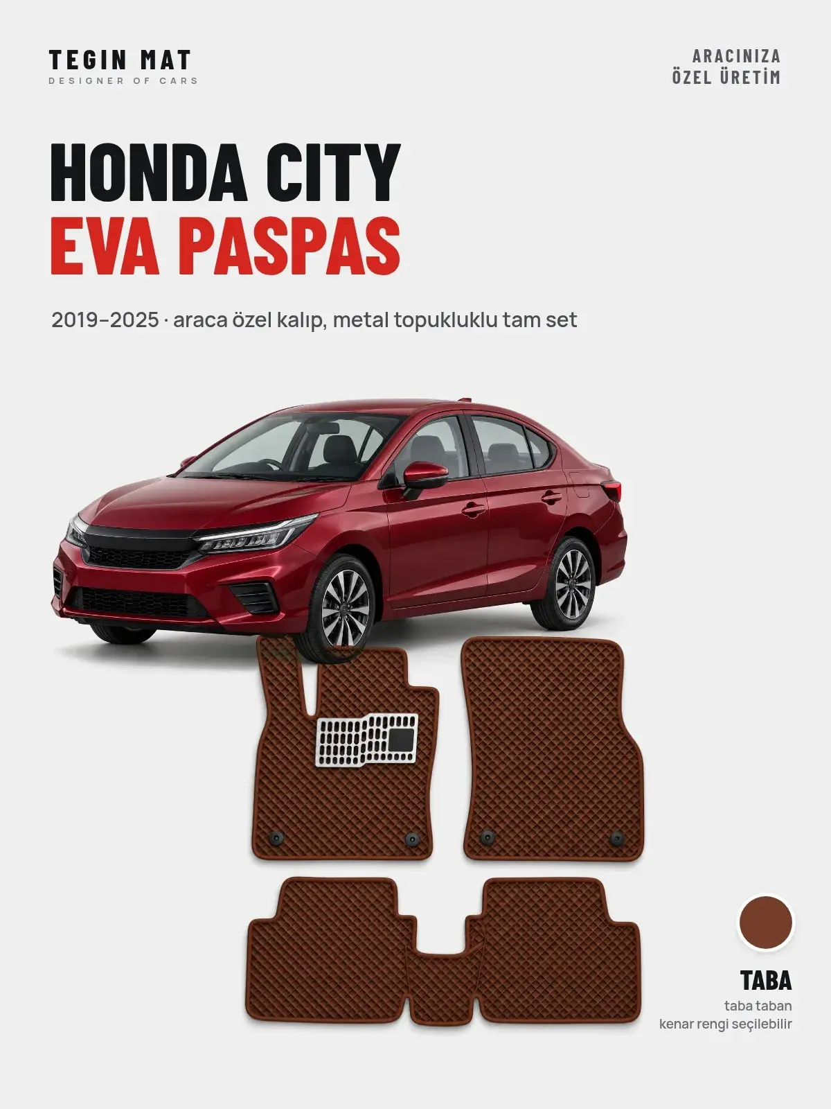 Honda City EVA Oto Paspas Tam Set (2019–2025) Taba – Araca Özel Kalıp (1)