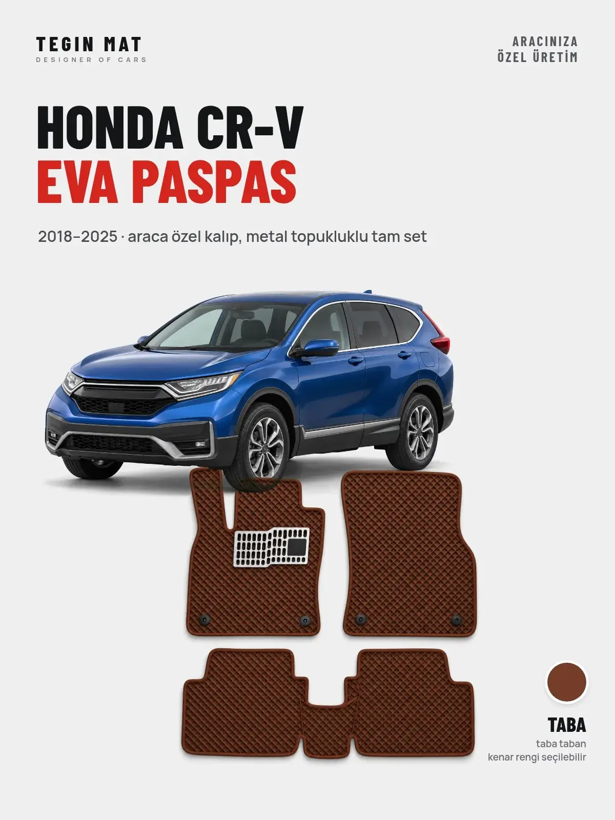 Honda CR-V EVA Oto Paspas Tam Set (2018–2025) Taba – Araca Özel Kalıp (1)