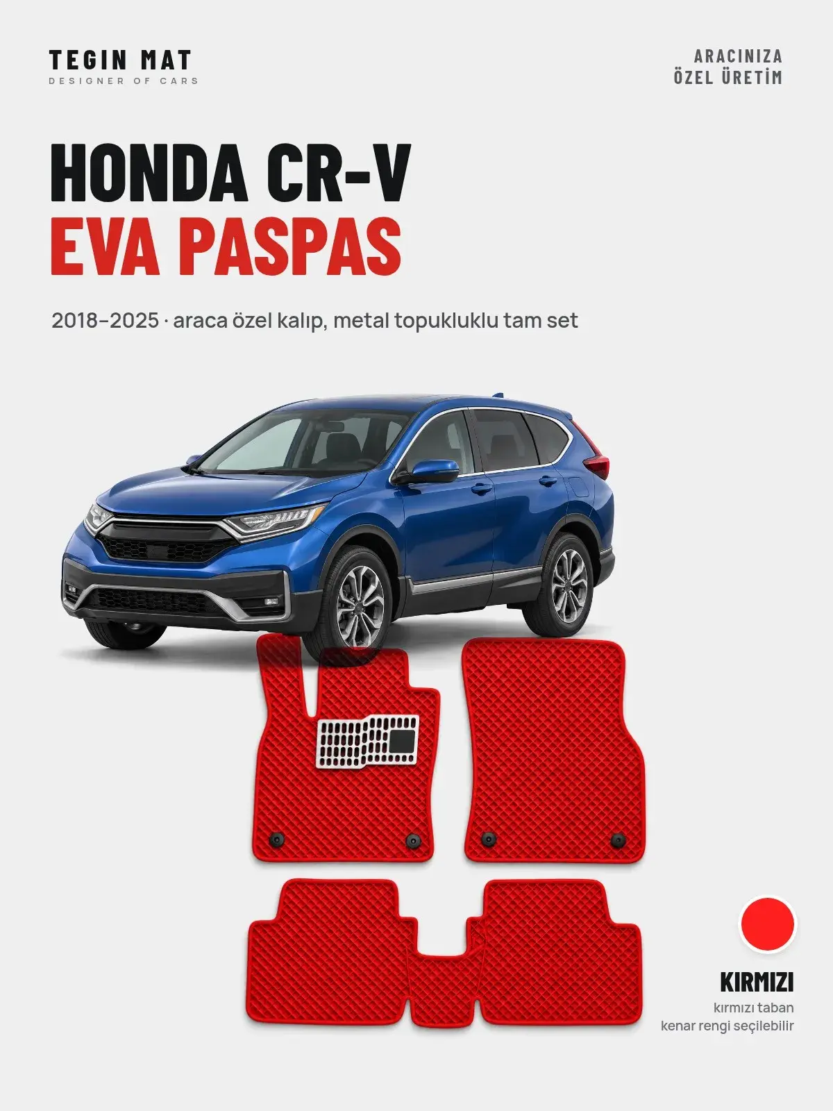 Honda CR-V EVA Oto Paspas Tam Set (2018–2025) Kırmızı – Araca Özel Kalıp (1)