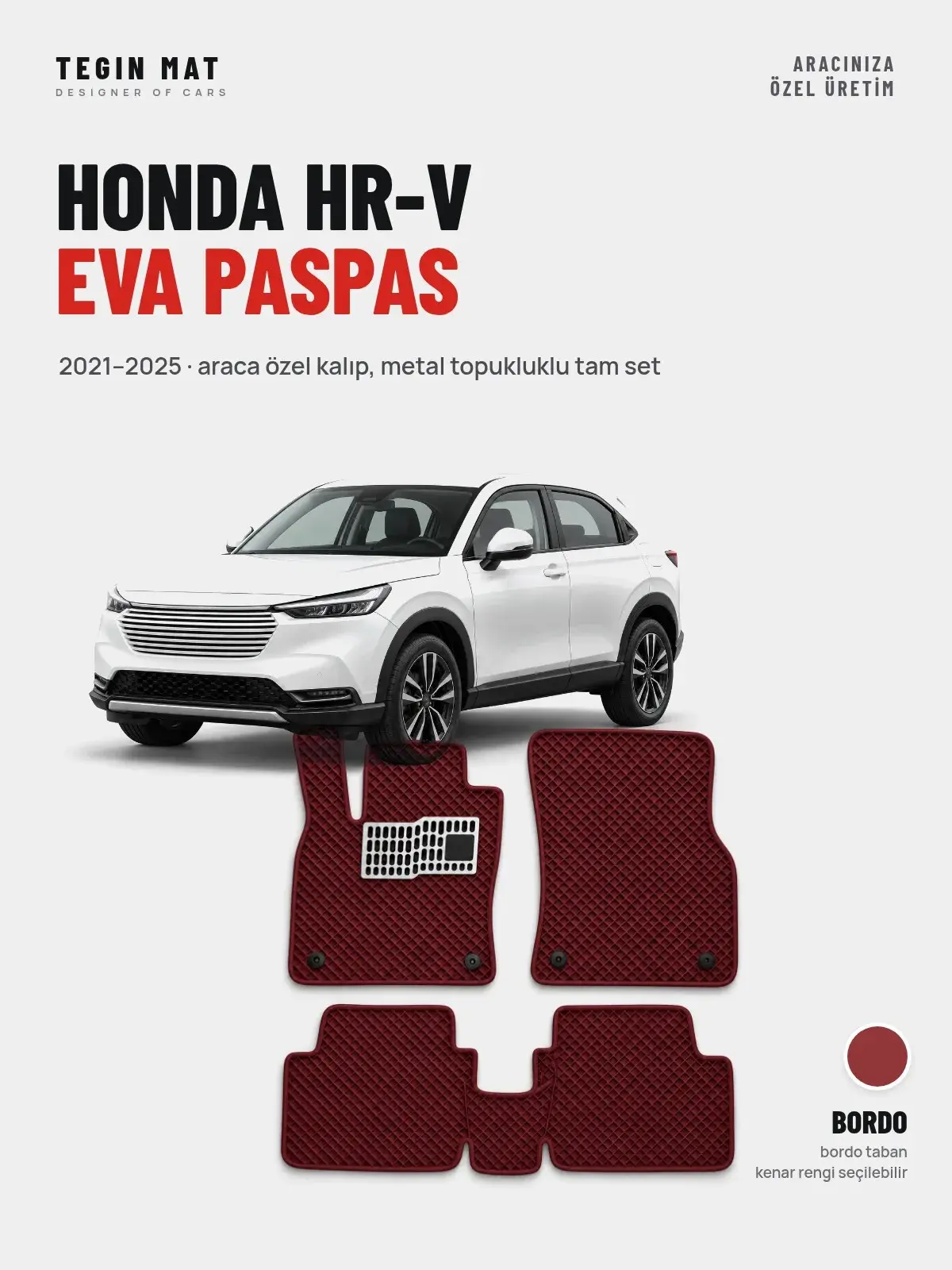 Honda HR-V EVA Oto Paspas Tam Set (2021–2025) Bordo – Araca Özel Kalıp (1)