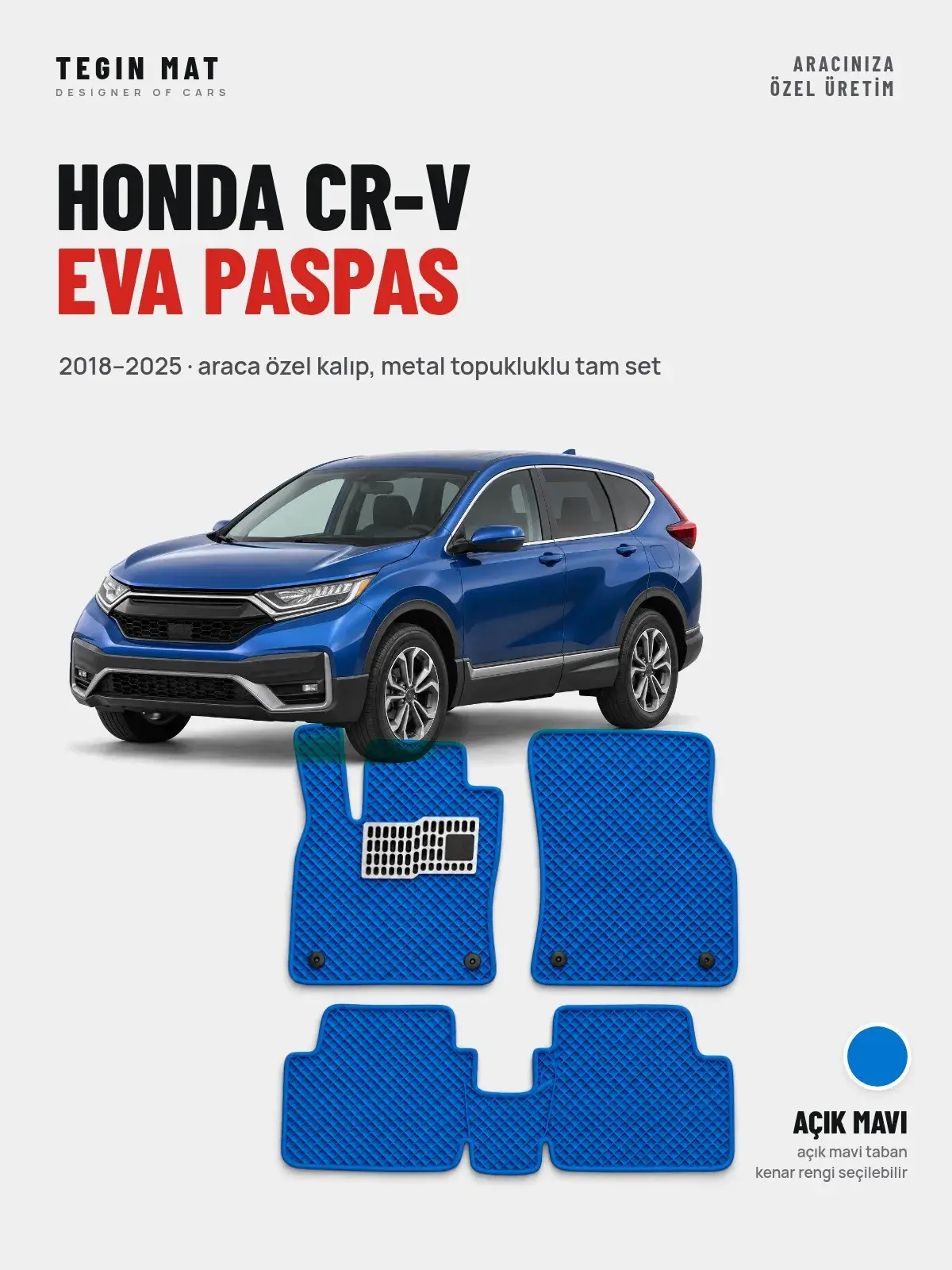 Honda CR-V EVA Oto Paspas Tam Set (2018–2025) Açık Mavi – Araca Özel Kalıp (1)