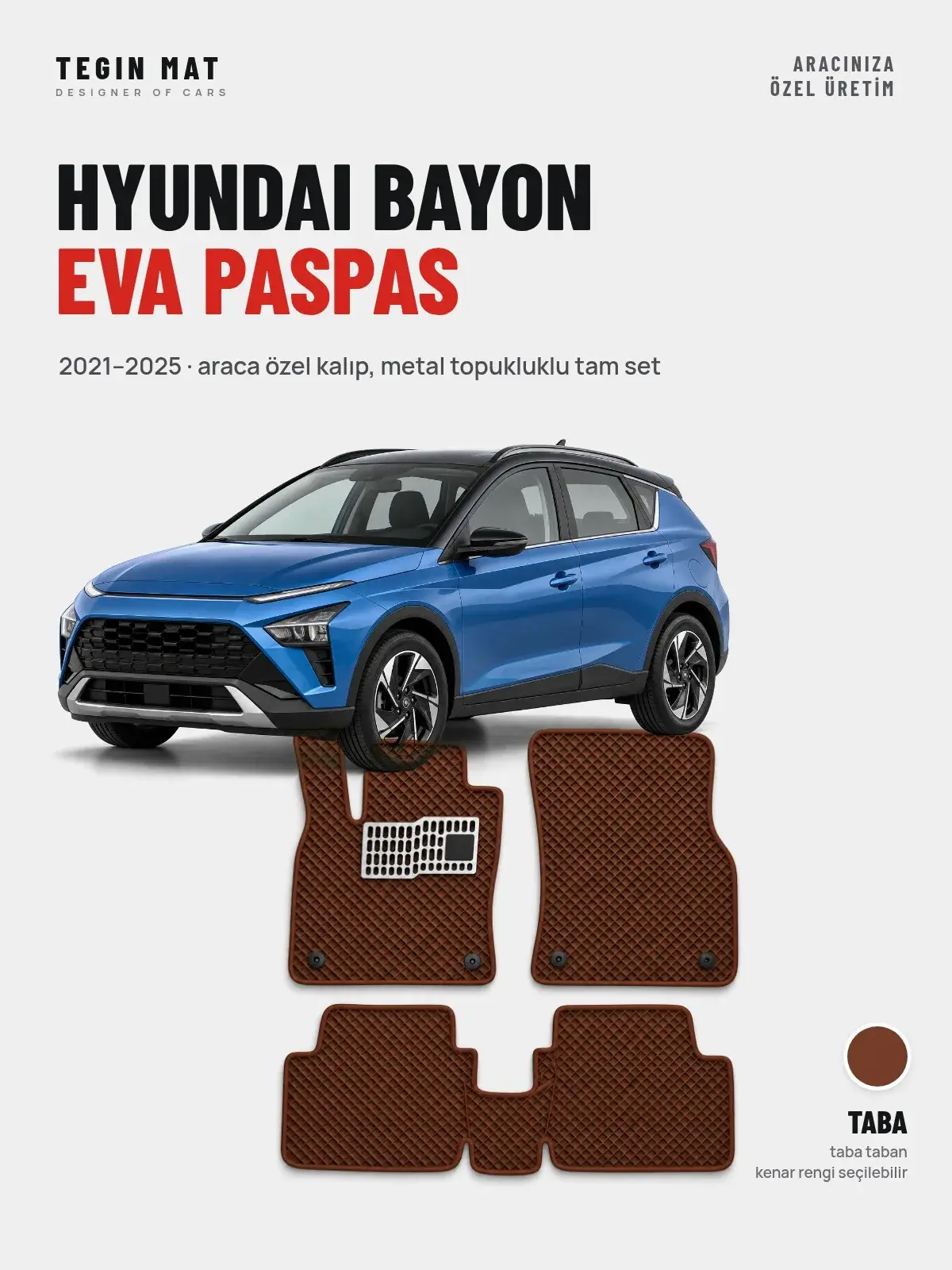 Hyundai Bayon EVA Oto Paspas Tam Set (2021–2025) Taba – Araca Özel Kalıp (1)