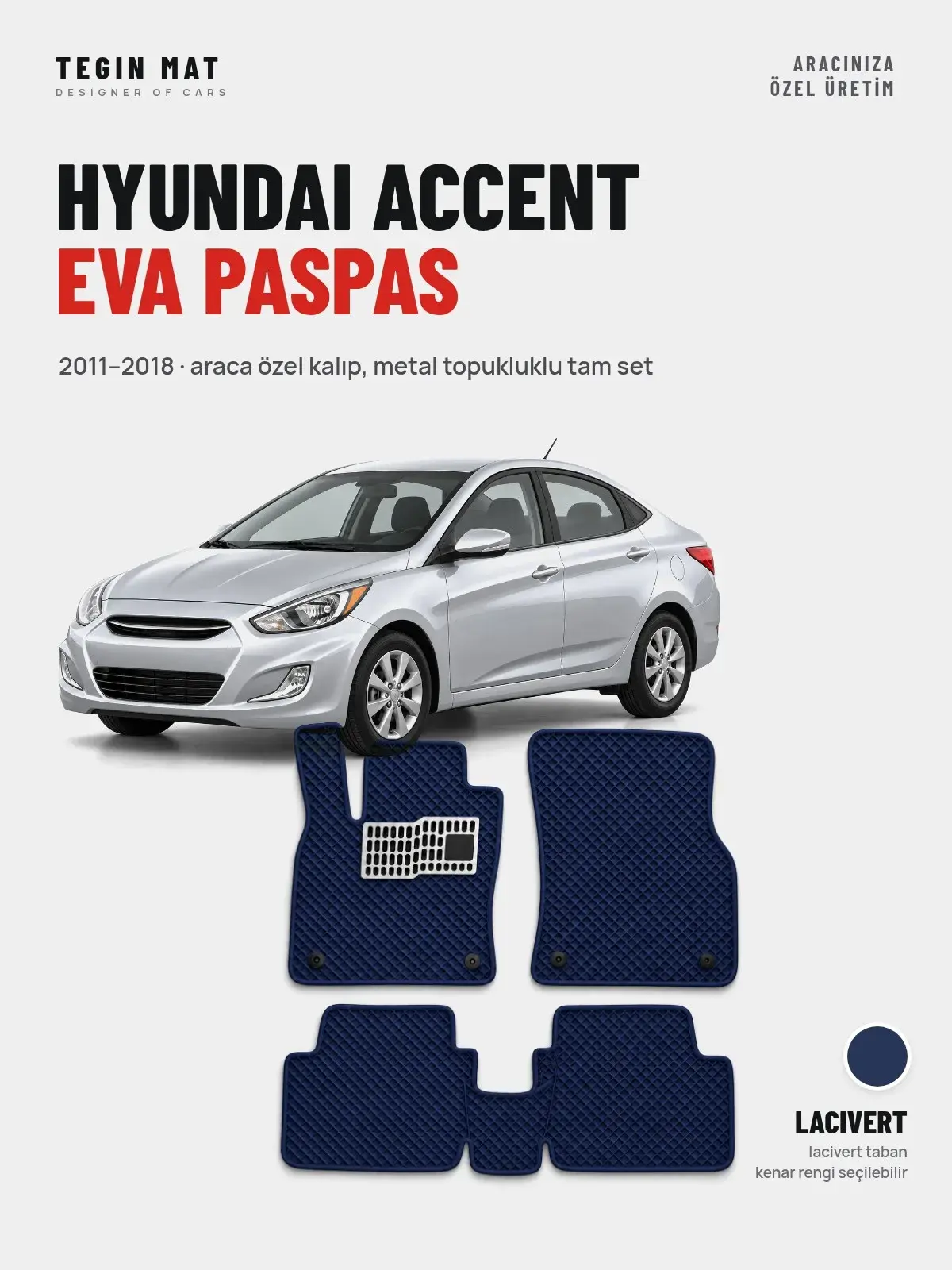 Hyundai Accent EVA Oto Paspas Tam Set (2011–2018) Lacivert – Araca Özel Kalıp (1)