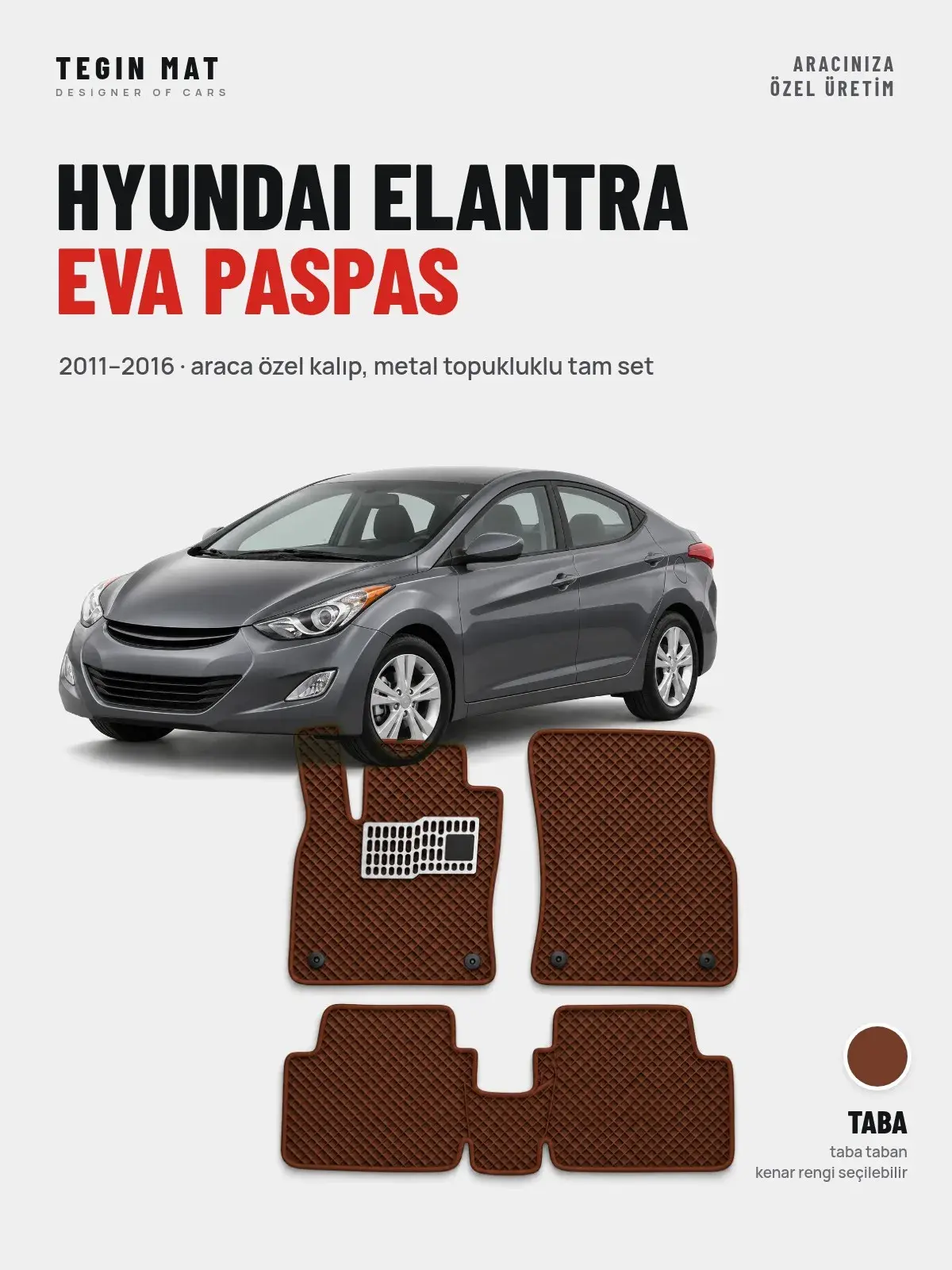 Hyundai Elantra EVA Oto Paspas Tam Set (2011–2016) Taba – Araca Özel Kalıp (1)