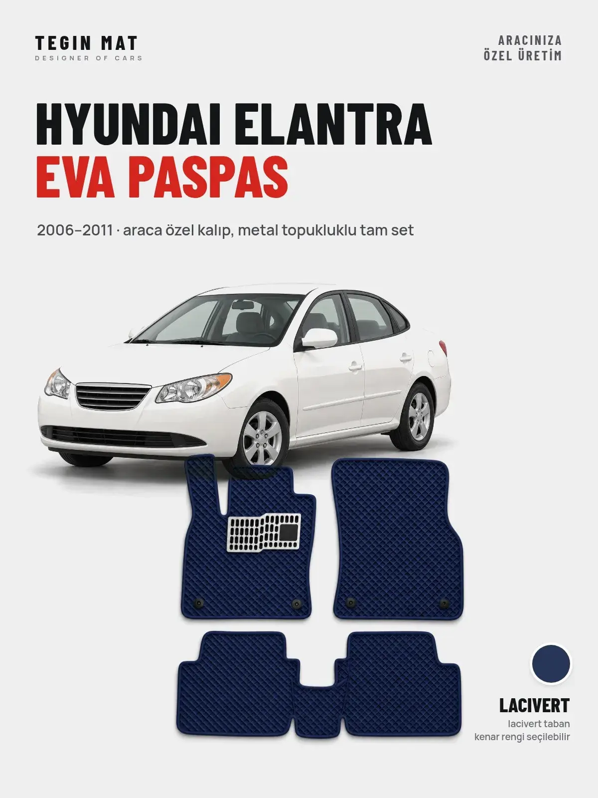 Hyundai Elantra EVA Oto Paspas Tam Set (2006–2011) Lacivert – Araca Özel Kalıp (1)