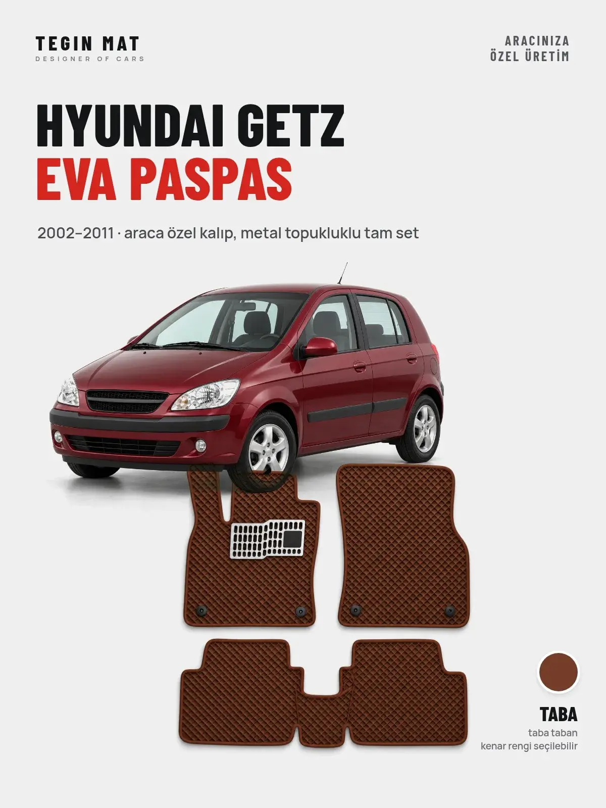Hyundai Getz EVA Oto Paspas Tam Set (2002–2011) Taba – Araca Özel Kalıp (1)