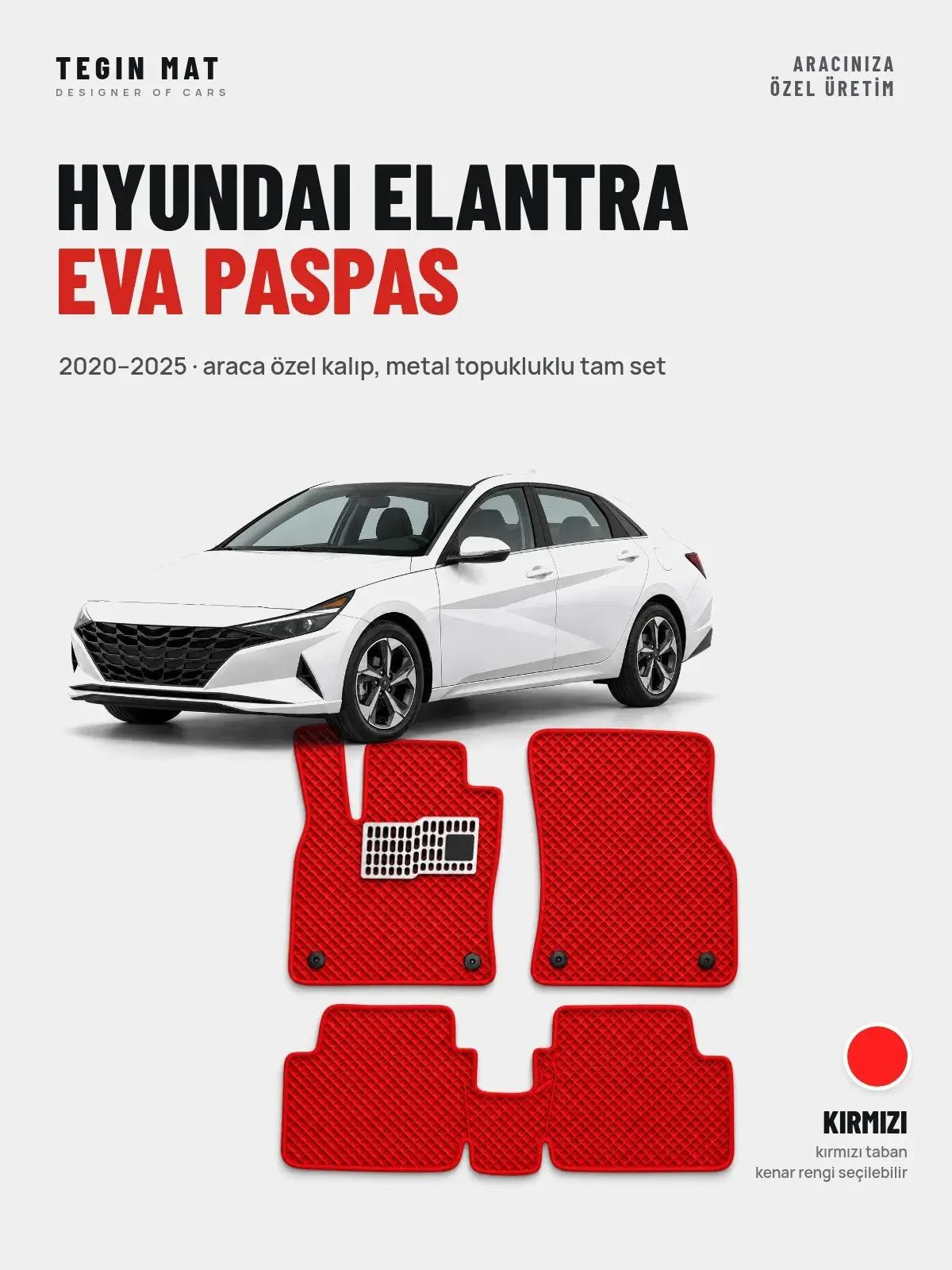 Hyundai Elantra EVA Oto Paspas Tam Set (2020–2025) Kırmızı – Araca Özel Kalıp (1)