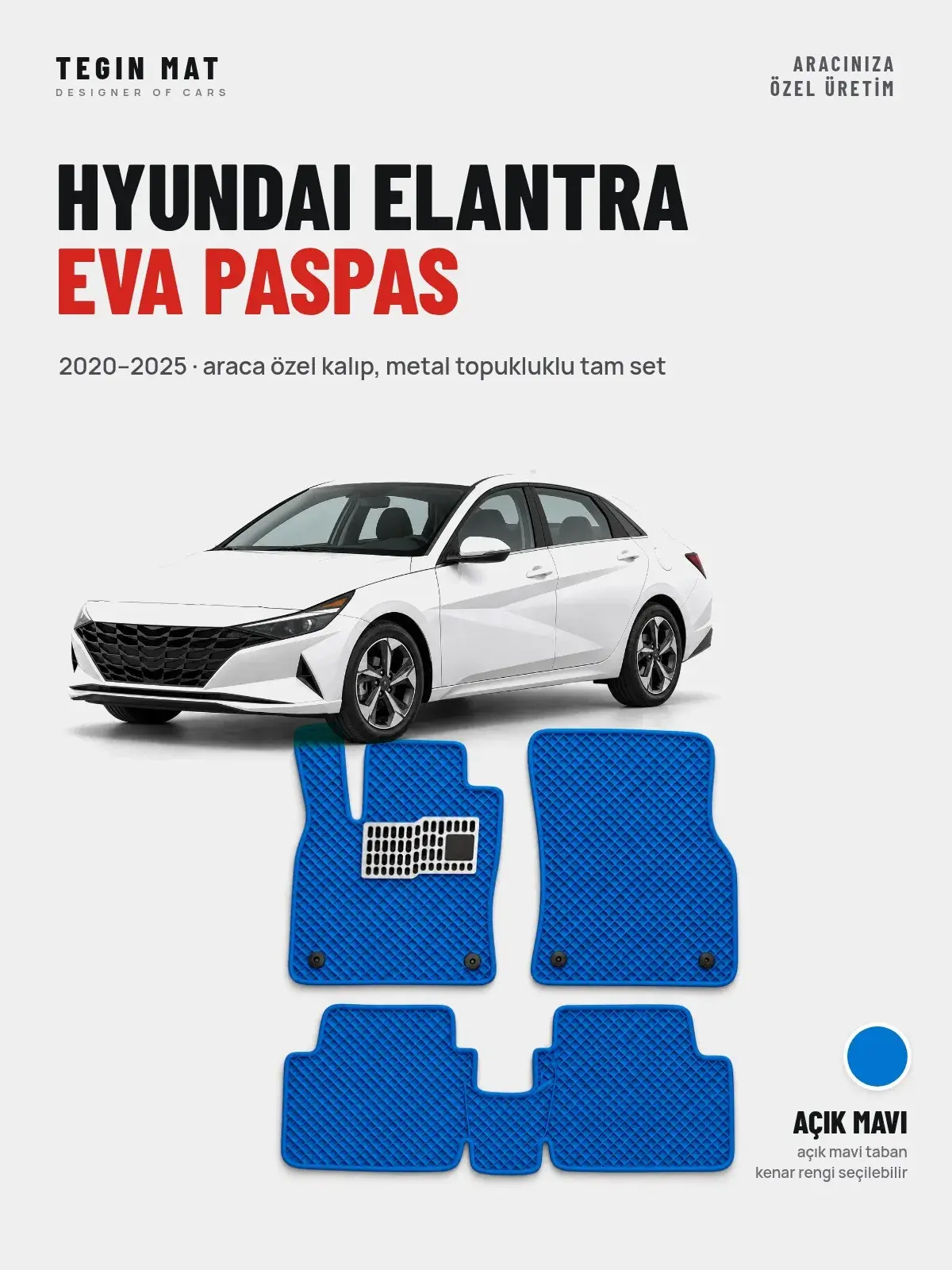 Hyundai Elantra EVA Oto Paspas Tam Set (2020–2025) Açık Mavi – Araca Özel Kalıp (1)