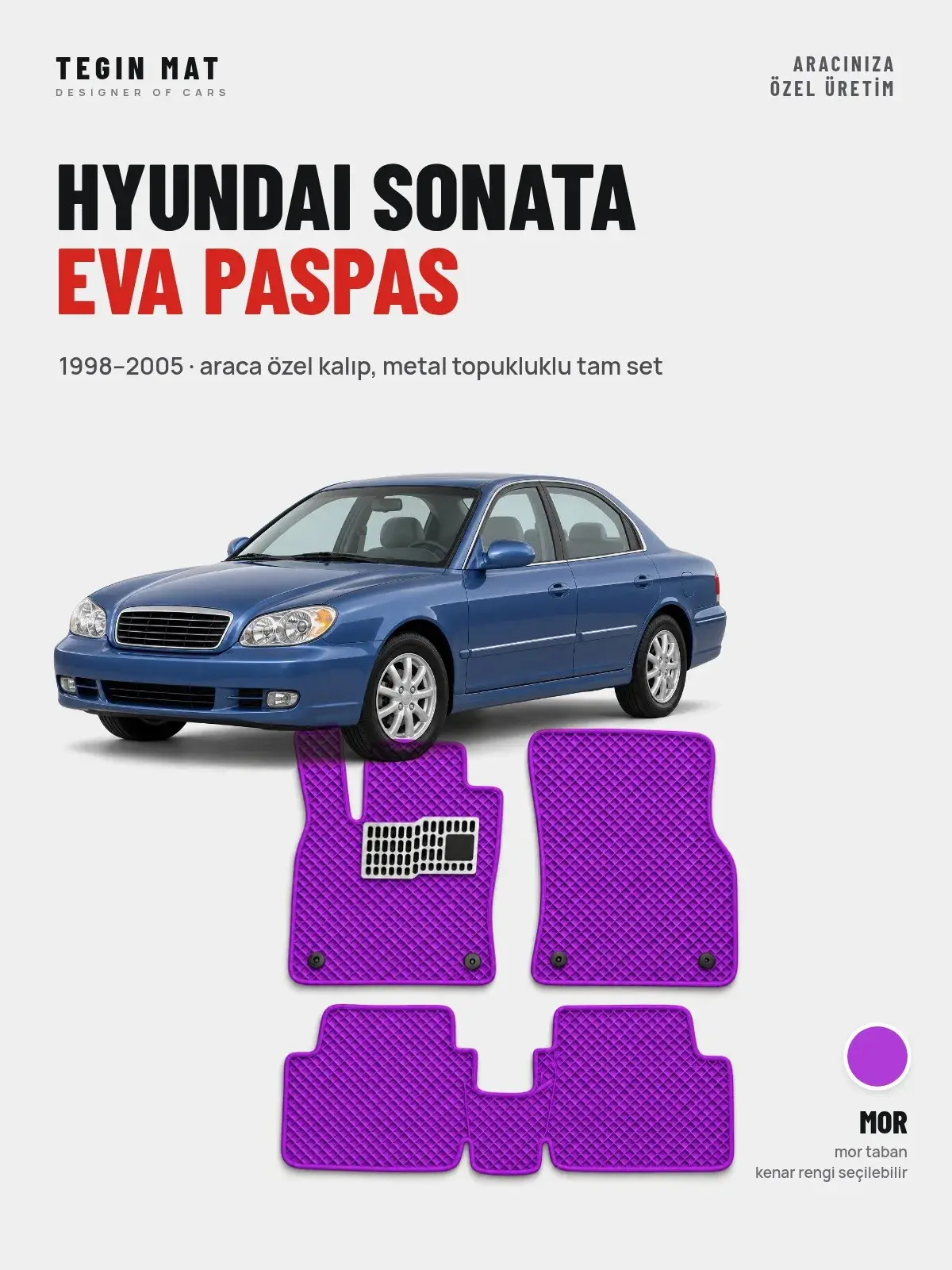 Hyundai Sonata EVA Oto Paspas Tam Set (1998–2005) Mor – Araca Özel Kalıp (1)