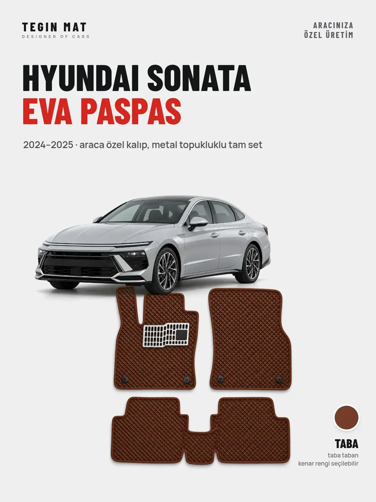 Hyundai Sonata EVA Oto Paspas Tam Set (2024–2025) Taba – Araca Özel Kalıp (1)