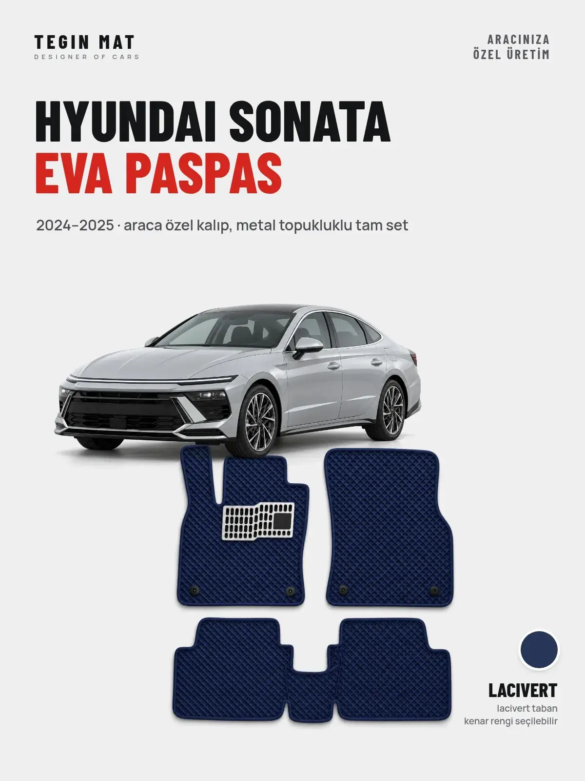 Hyundai Sonata EVA Oto Paspas Tam Set (2024–2025) Lacivert – Araca Özel Kalıp (1)