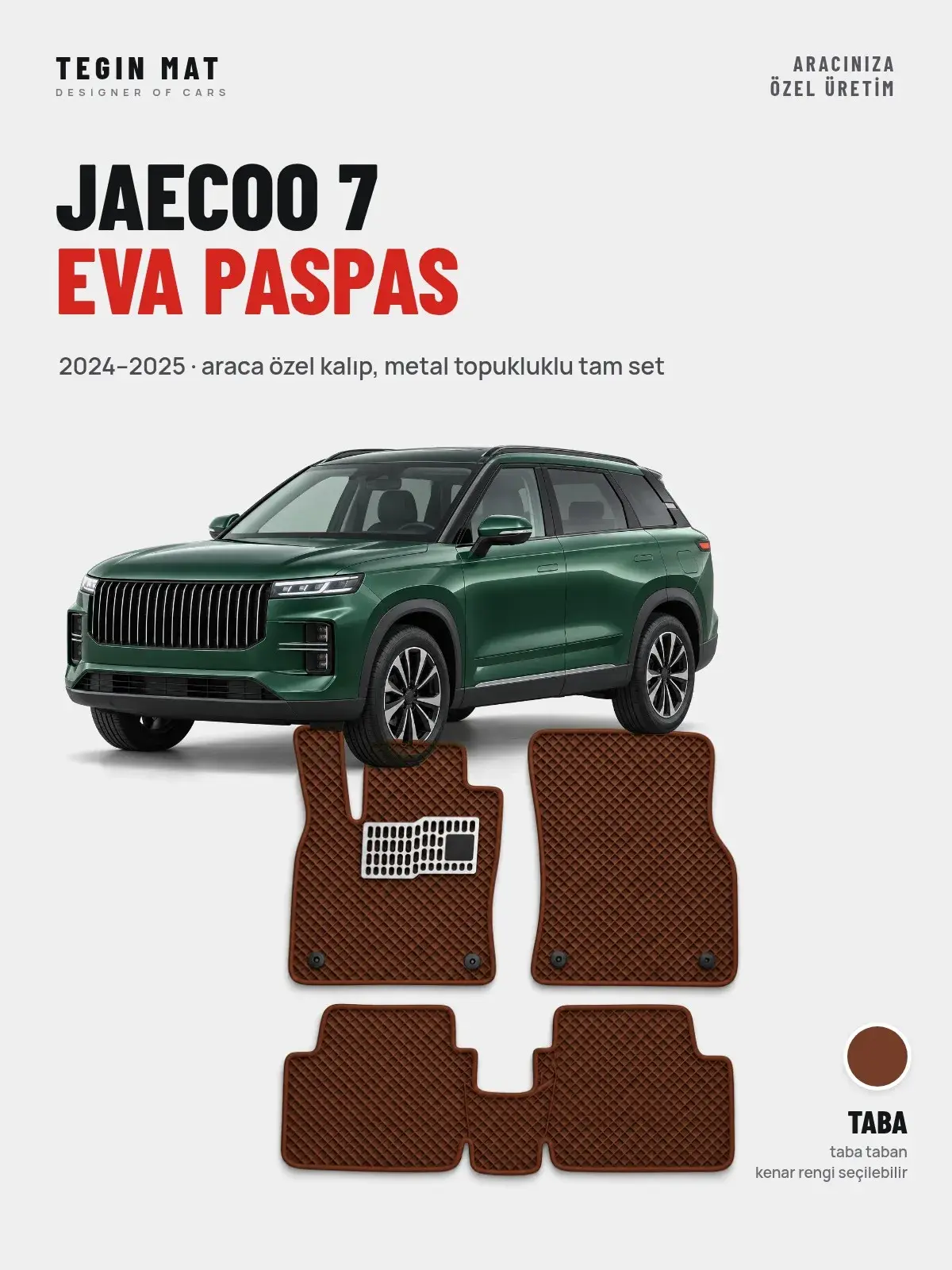 Jaecoo 7 EVA Oto Paspas Tam Set (2024–2025) Taba – Araca Özel Kalıp (1)