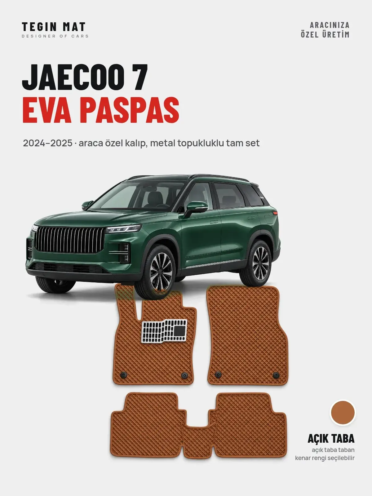 Jaecoo 7 EVA Oto Paspas Tam Set (2024–2025) Açık Taba – Araca Özel Kalıp (1)