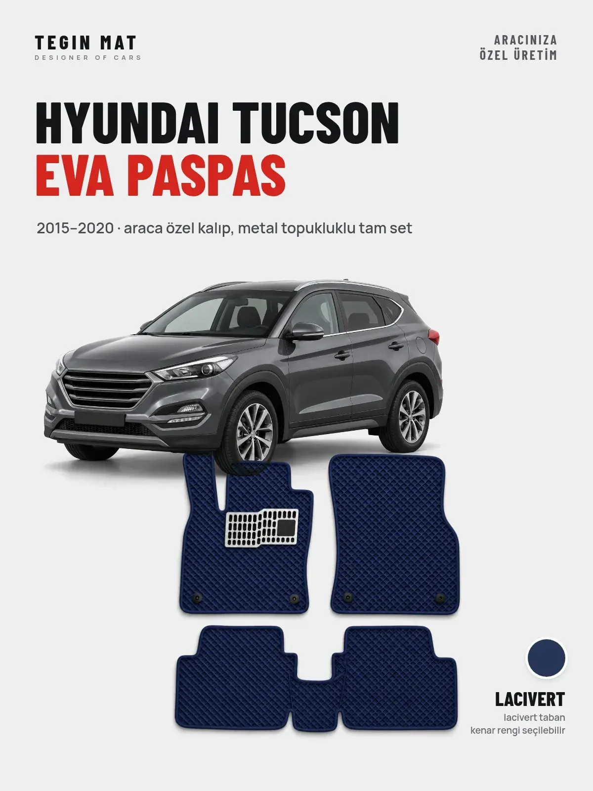 Hyundai Tucson EVA Oto Paspas Tam Set (2015–2020) Lacivert – Araca Özel Kalıp (1)
