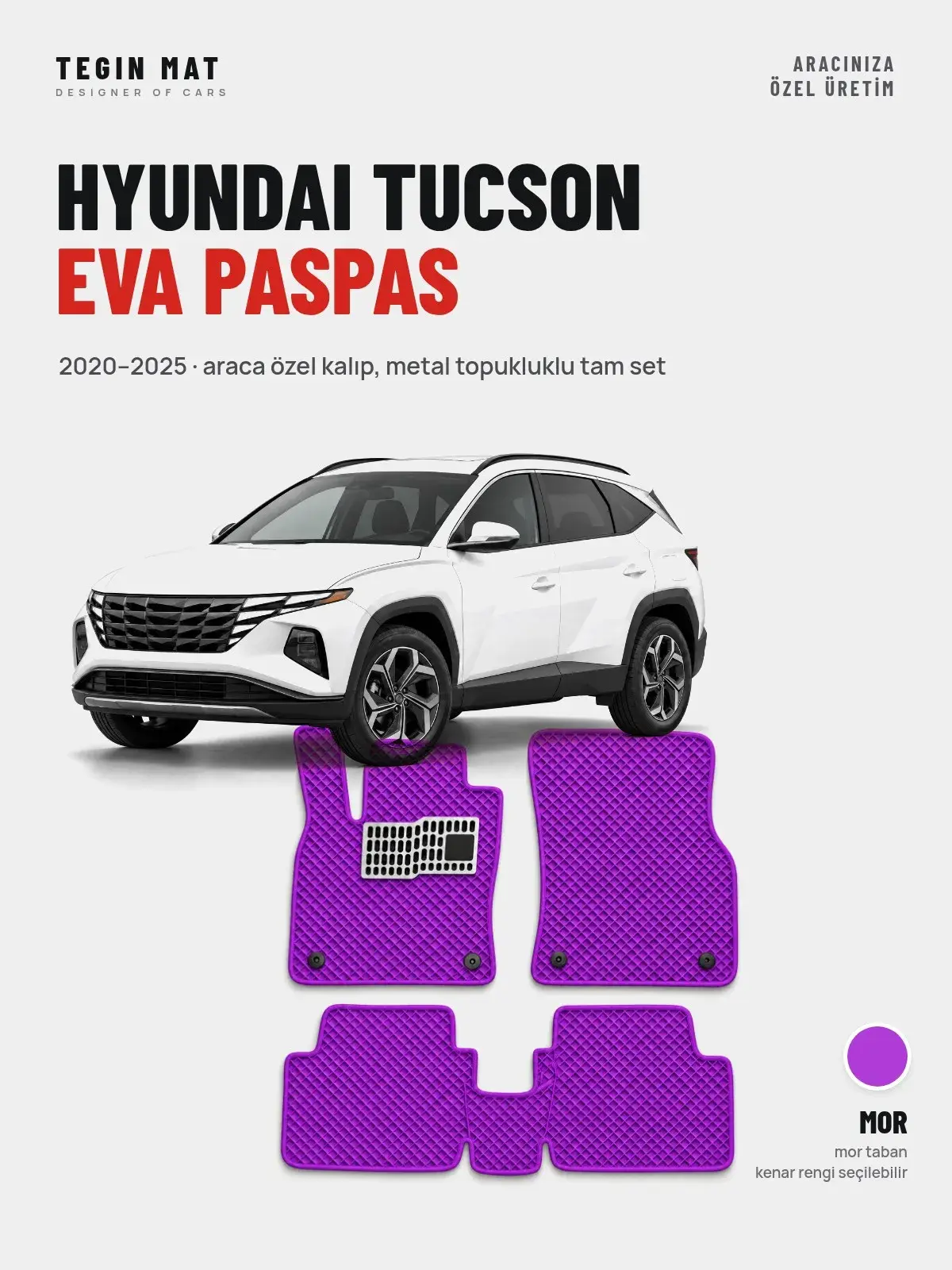 Hyundai Tucson EVA Oto Paspas Tam Set (2020–2025) Mor – Araca Özel Kalıp (1)