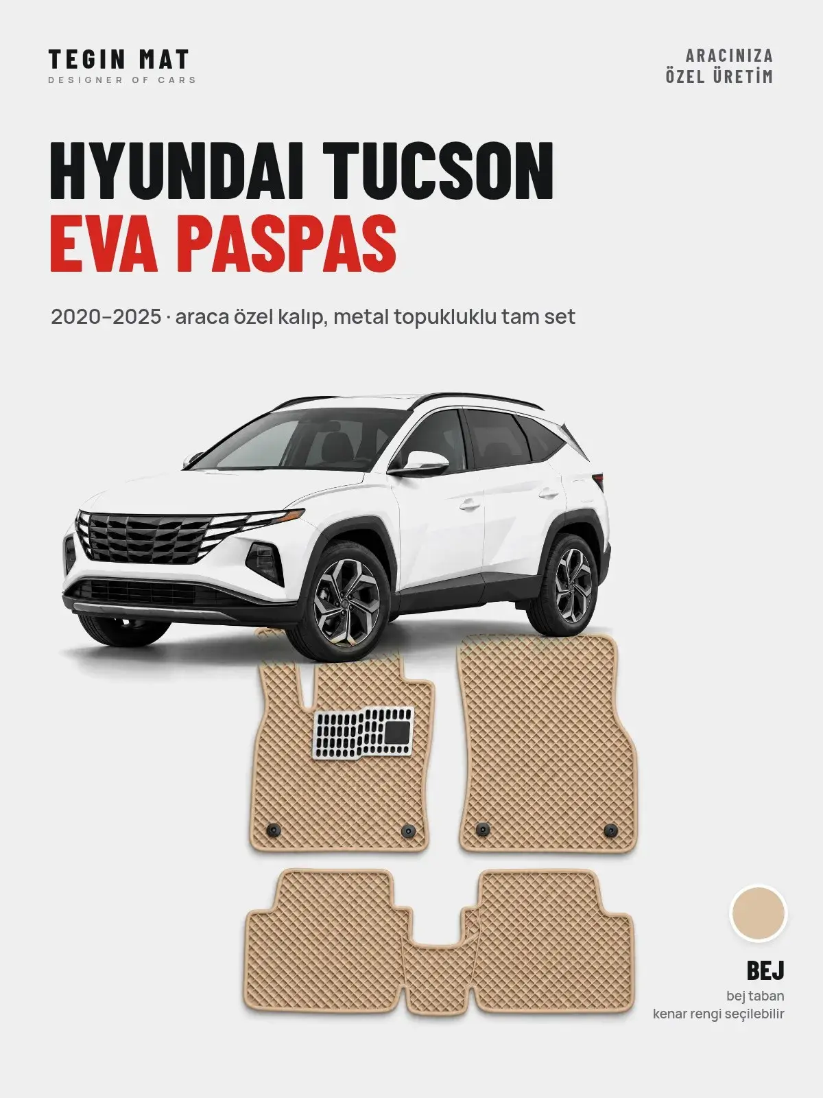 Hyundai Tucson EVA Oto Paspas Tam Set (2020–2025) Bej – Araca Özel Kalıp (1)
