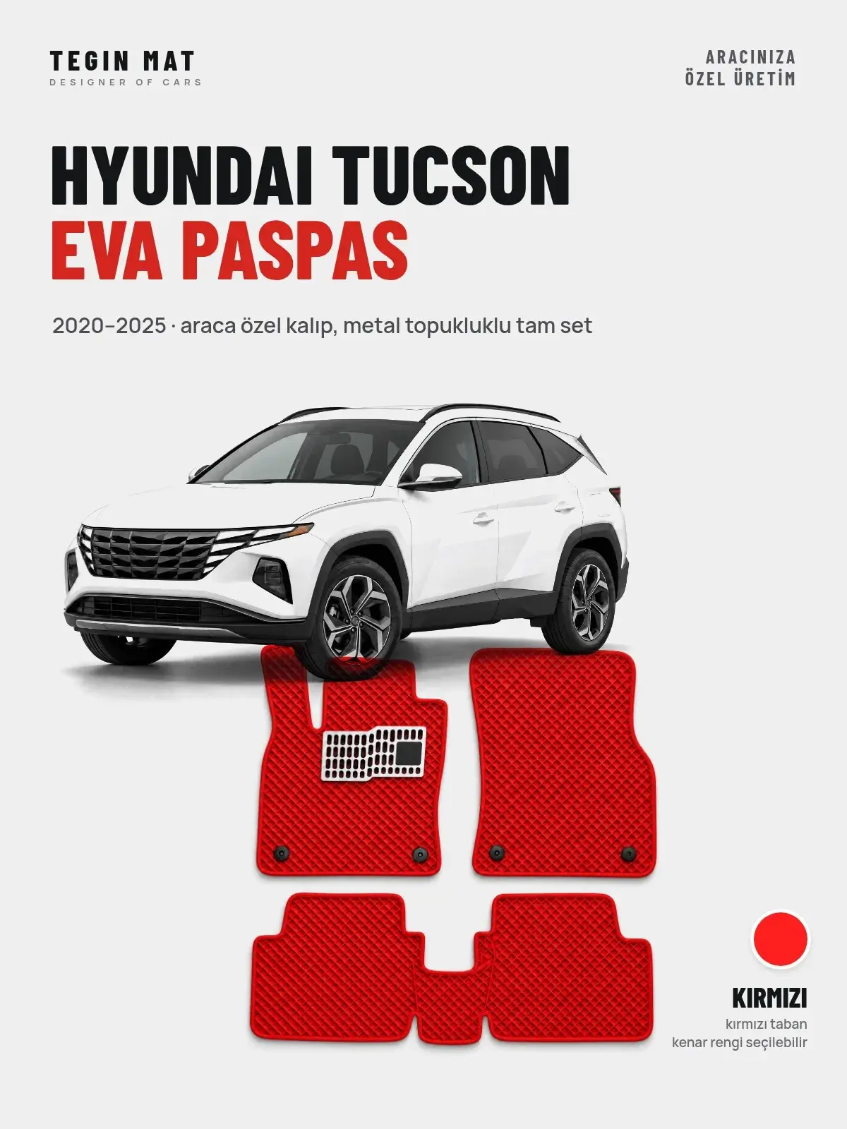 Hyundai Tucson EVA Oto Paspas Tam Set (2020–2025) Kırmızı – Araca Özel Kalıp (1)