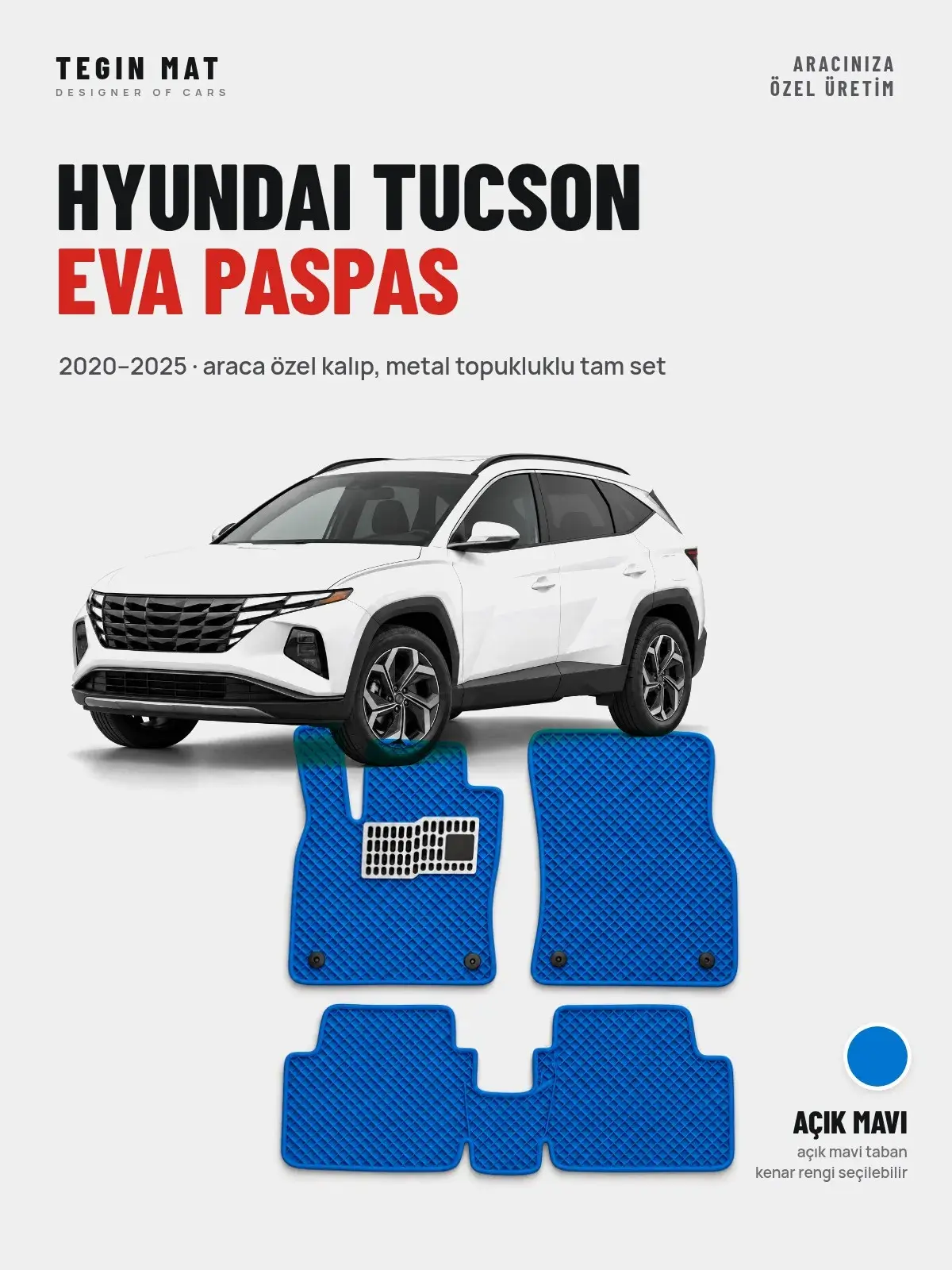 Hyundai Tucson EVA Oto Paspas Tam Set (2020–2025) Açık Mavi – Araca Özel Kalıp (1)